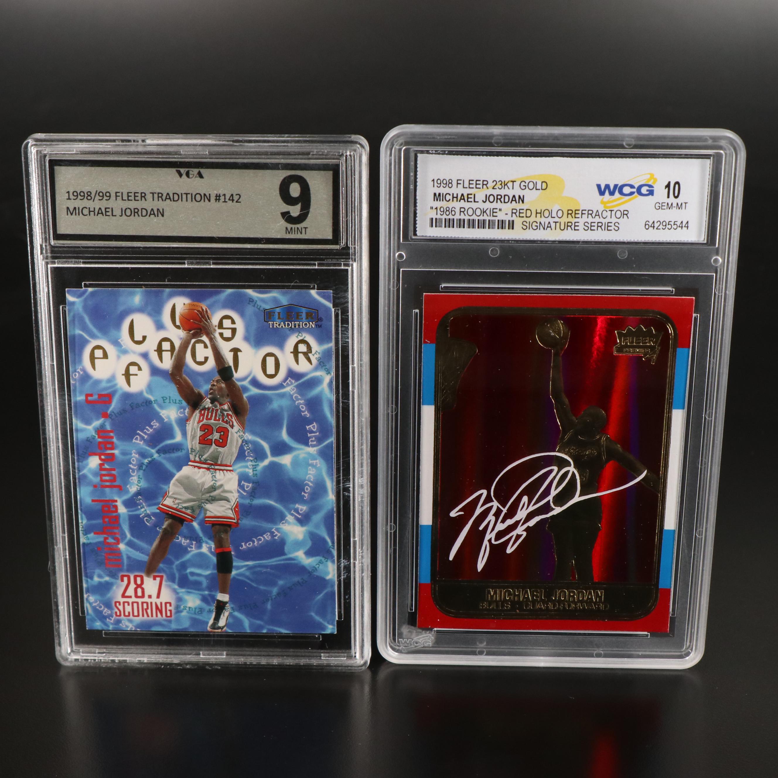 1998 Fleer Tradition and Rookie Reprint Slabbed Michael Jordan Basketball Cards