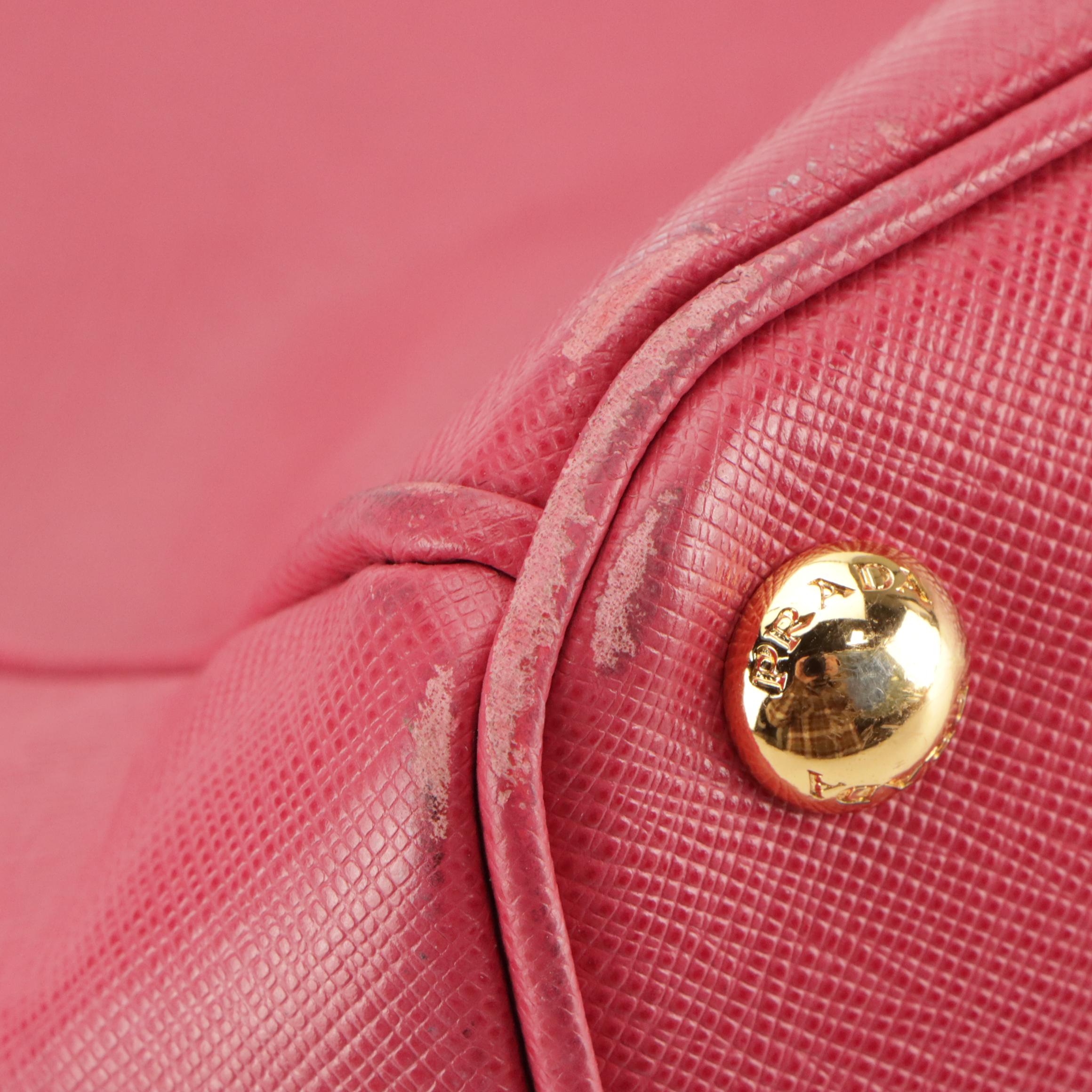 Prada Large Galleria Double Zip Handbag in Pink Saffiano Lux Leather