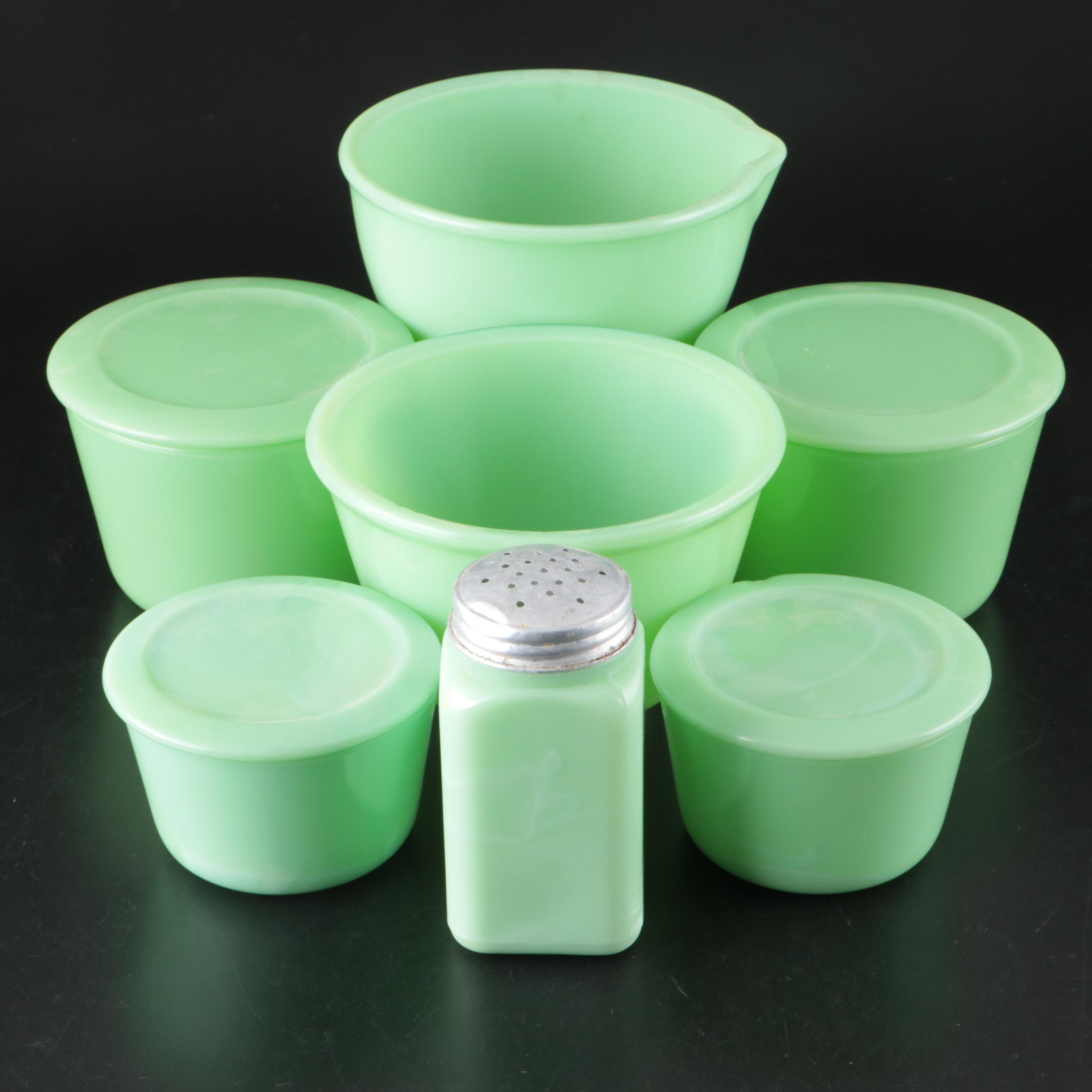 McKee Jadeite Canisters and Other Uranium Glass Canisters, Mid-20th Century