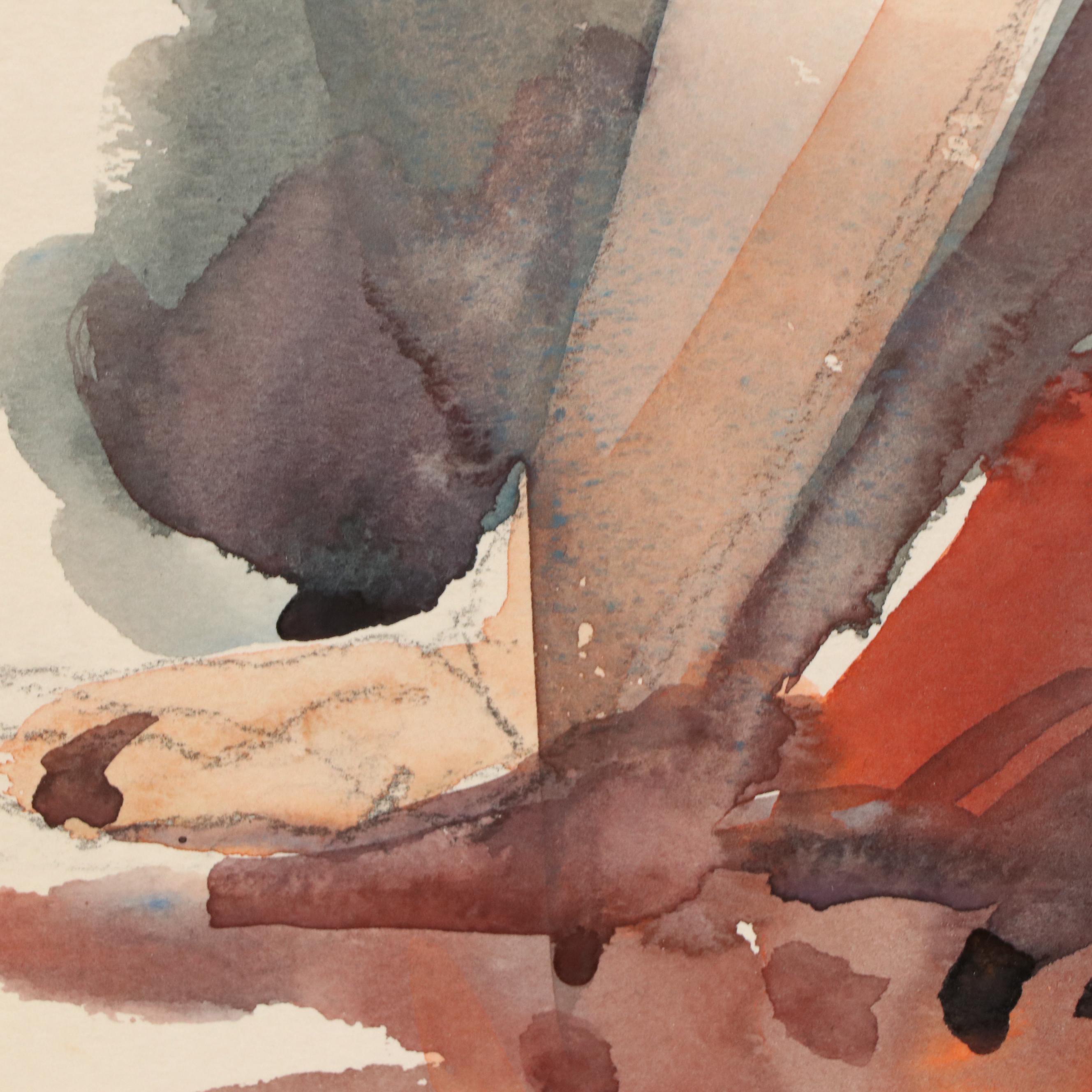 Jack Meanwell Modern Figural Watercolor Painting, Late 20th Century