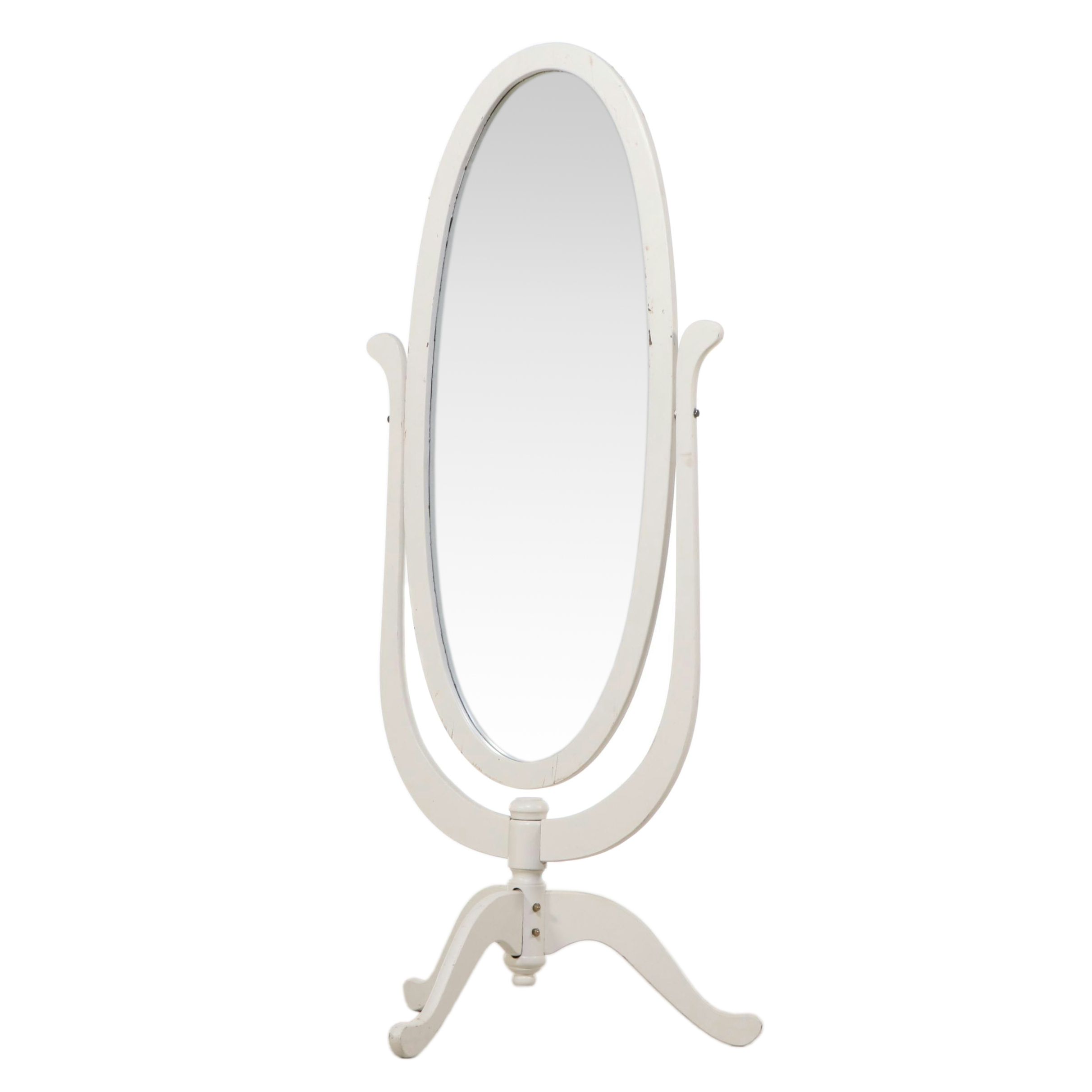 Colonial Style White-Painted Cheval Mirror