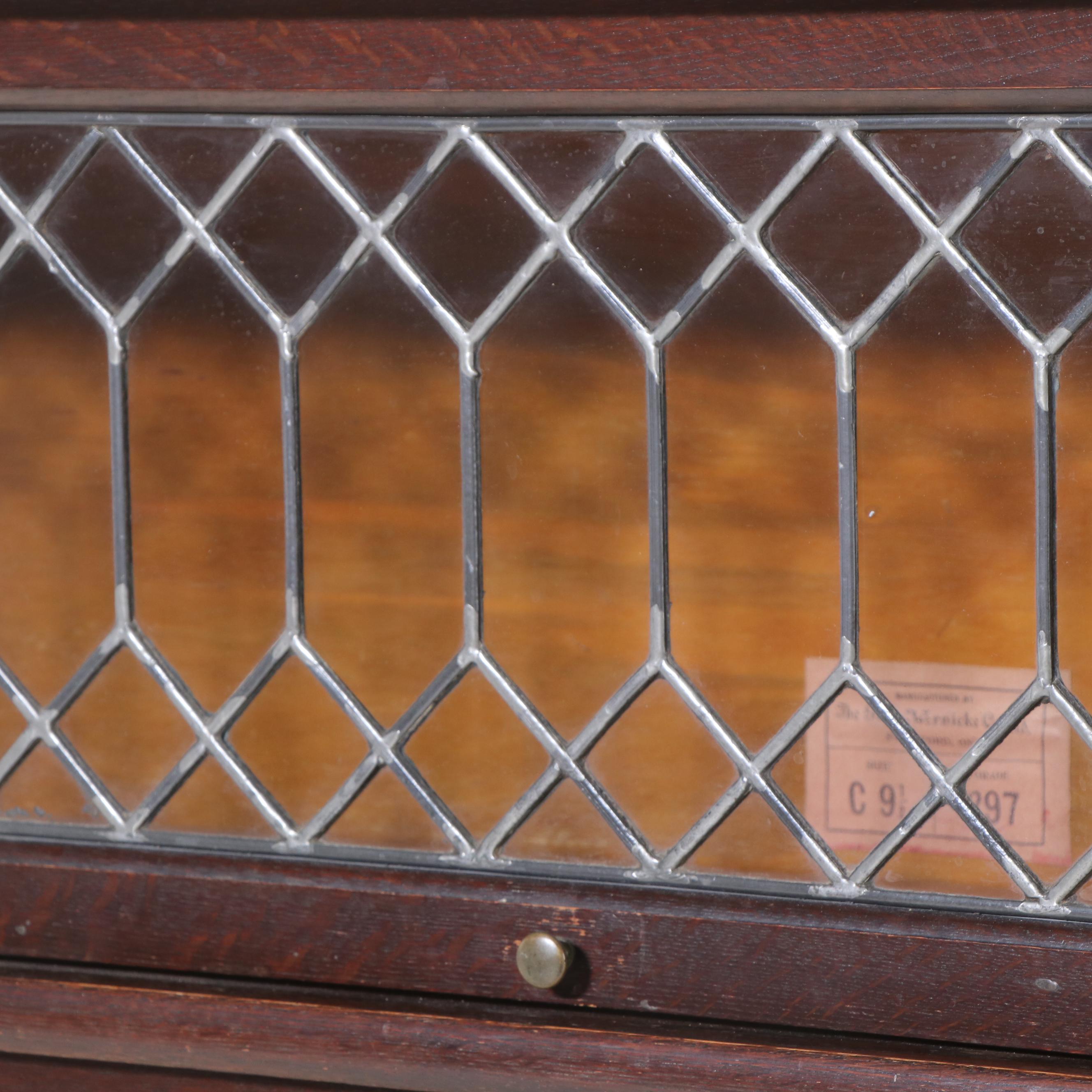 Globe-Wernicke Quartersawn Oak and Leaded Glass Four-Stack Barrister's Bookcase