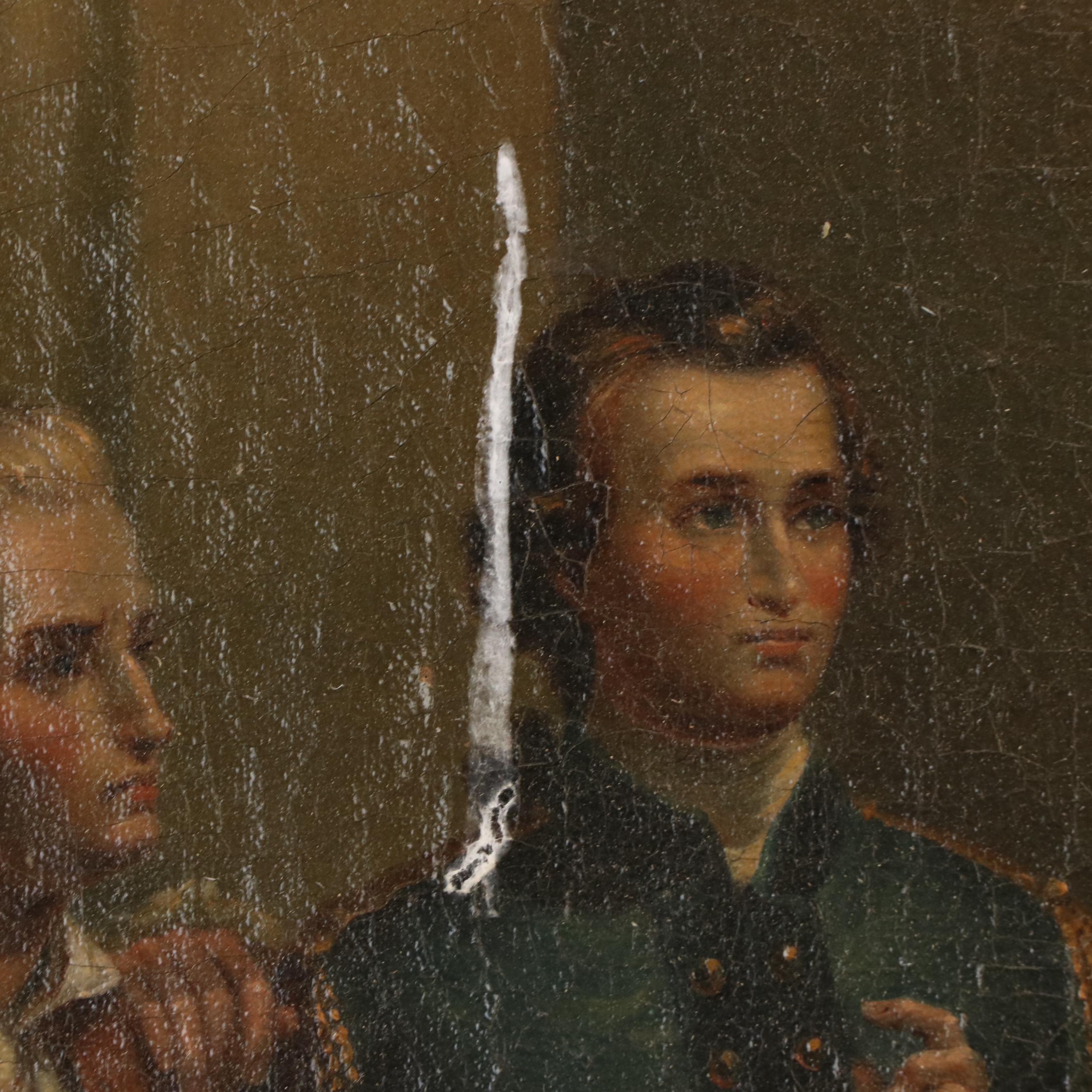 Oil Painting After Theobald von Oër "The first reading of Schiller's 'Robbers'"