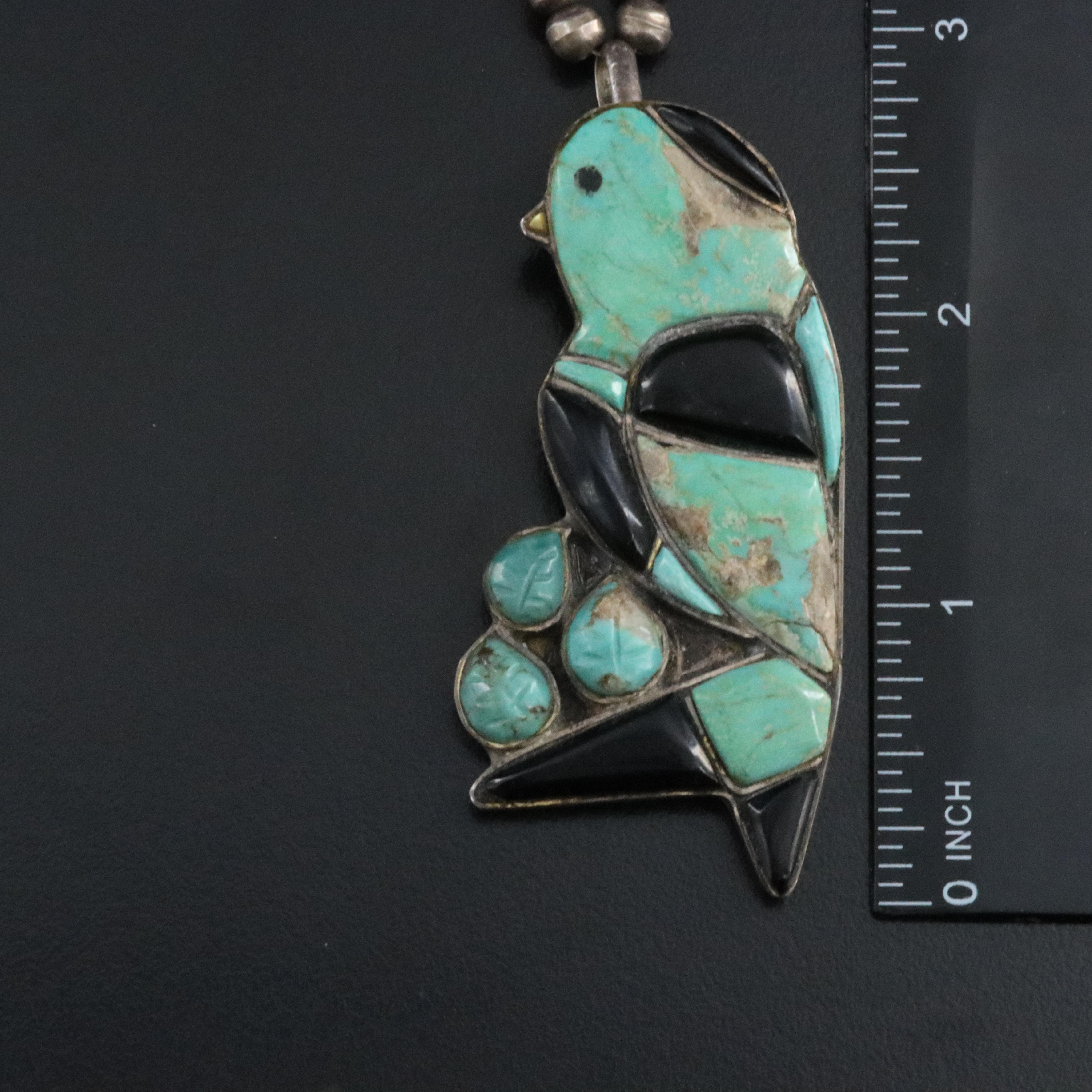 Southwestern Sterling Bird Necklace Including Coral, Faux Pearl and Turquoise