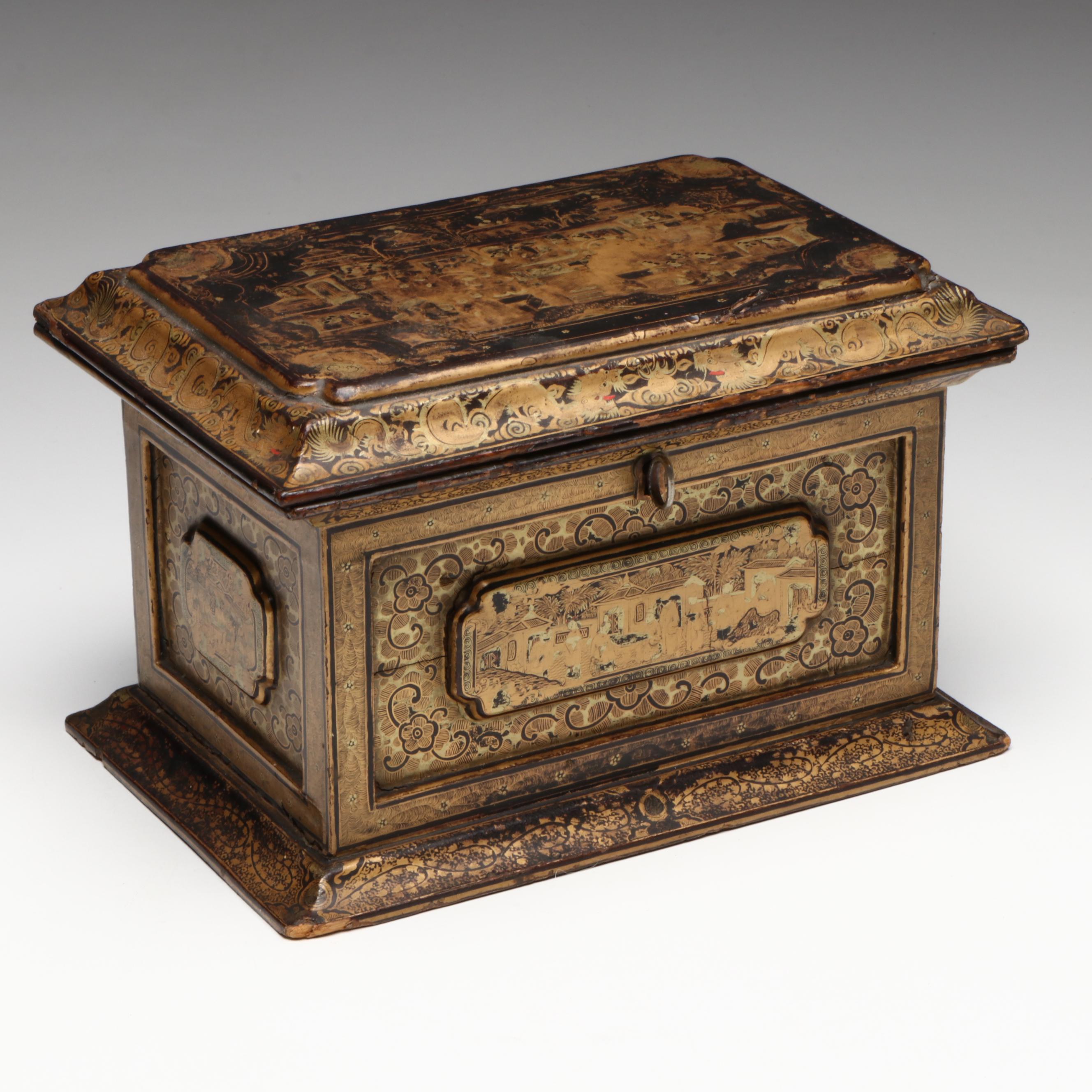 Chinese Style Gilt Lacquerware Box, 19th Century