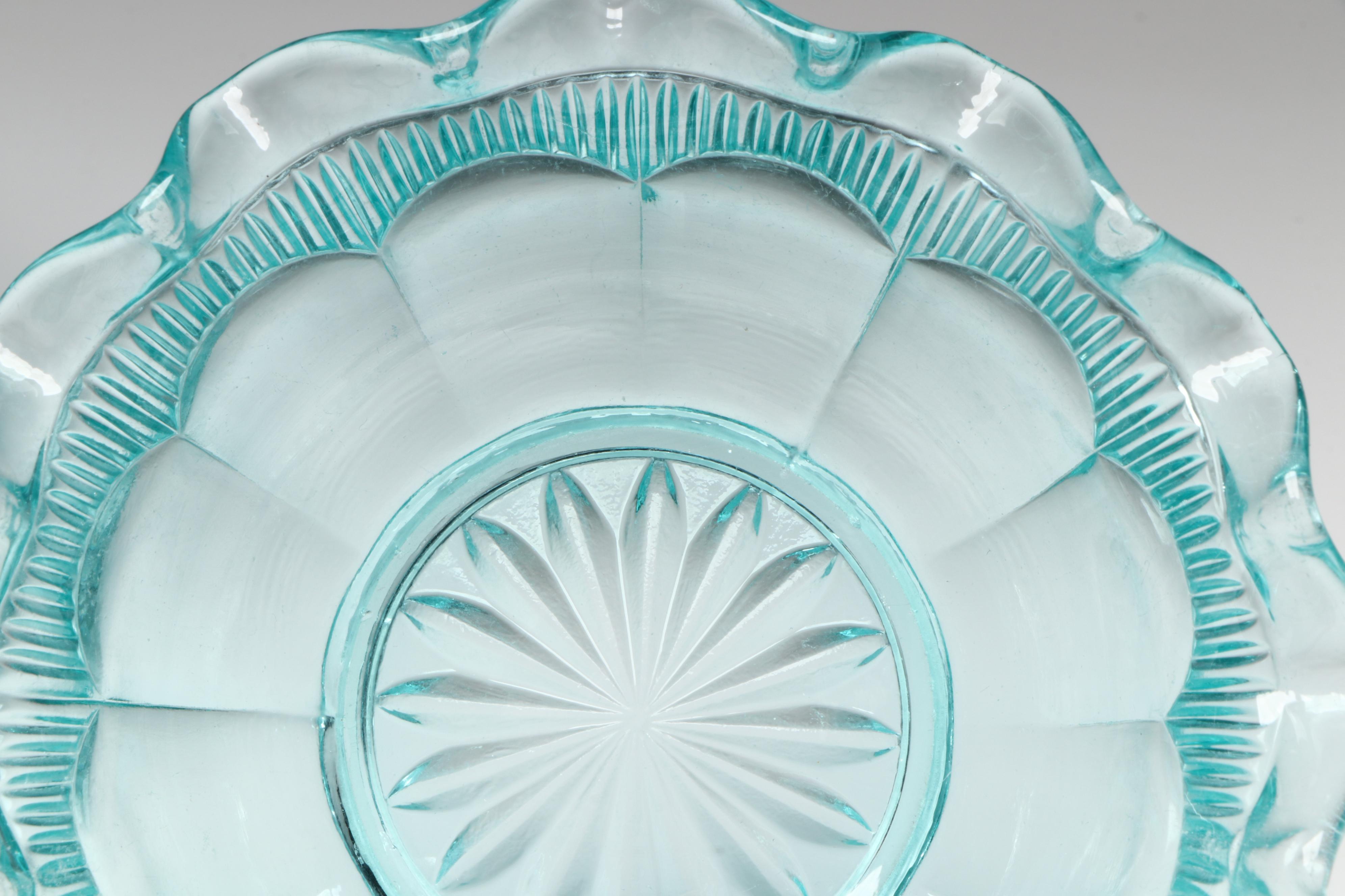 French Style Opaline Glass Bottle with Other Blue Glass Tableware