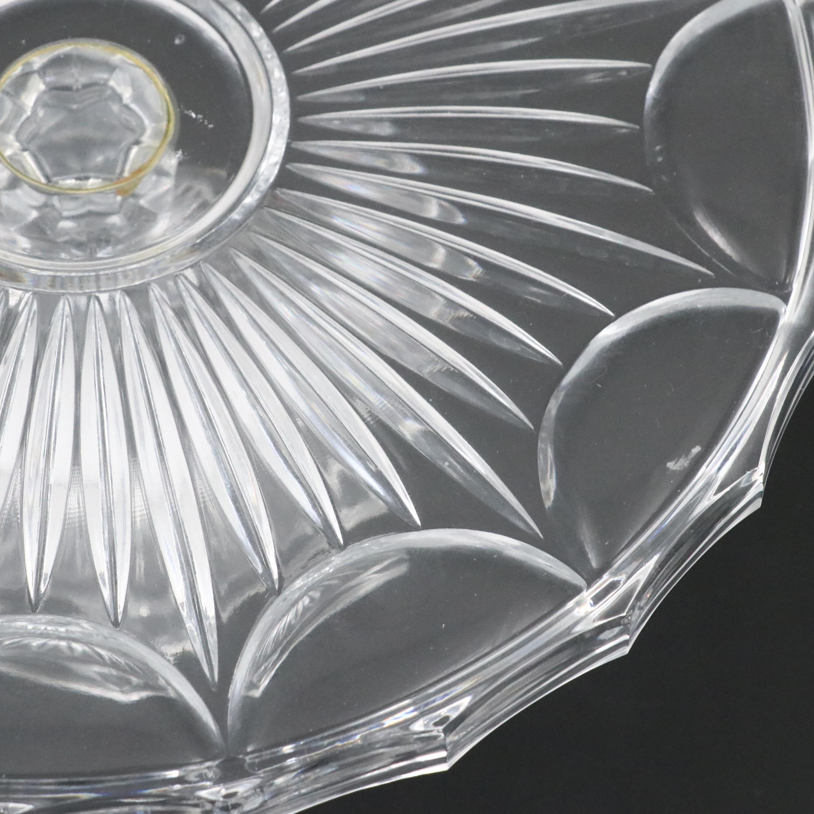 Pair of Cambridge Blue Frosted Glass Candle Holders and EAPG Cake Stand