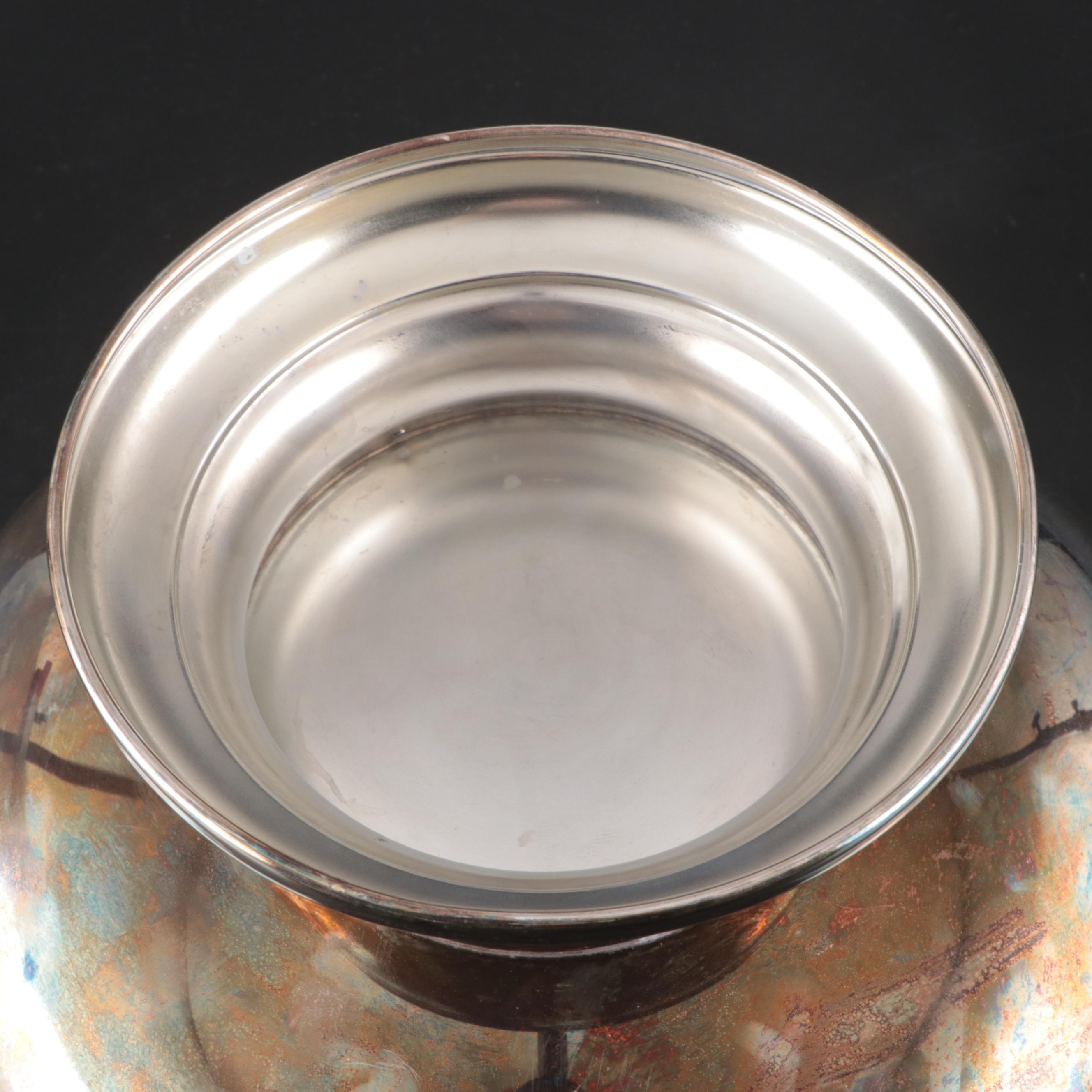 Colonial Era Pewter Bowl with Victorian Style Silver Plate Centerpiece Bowl