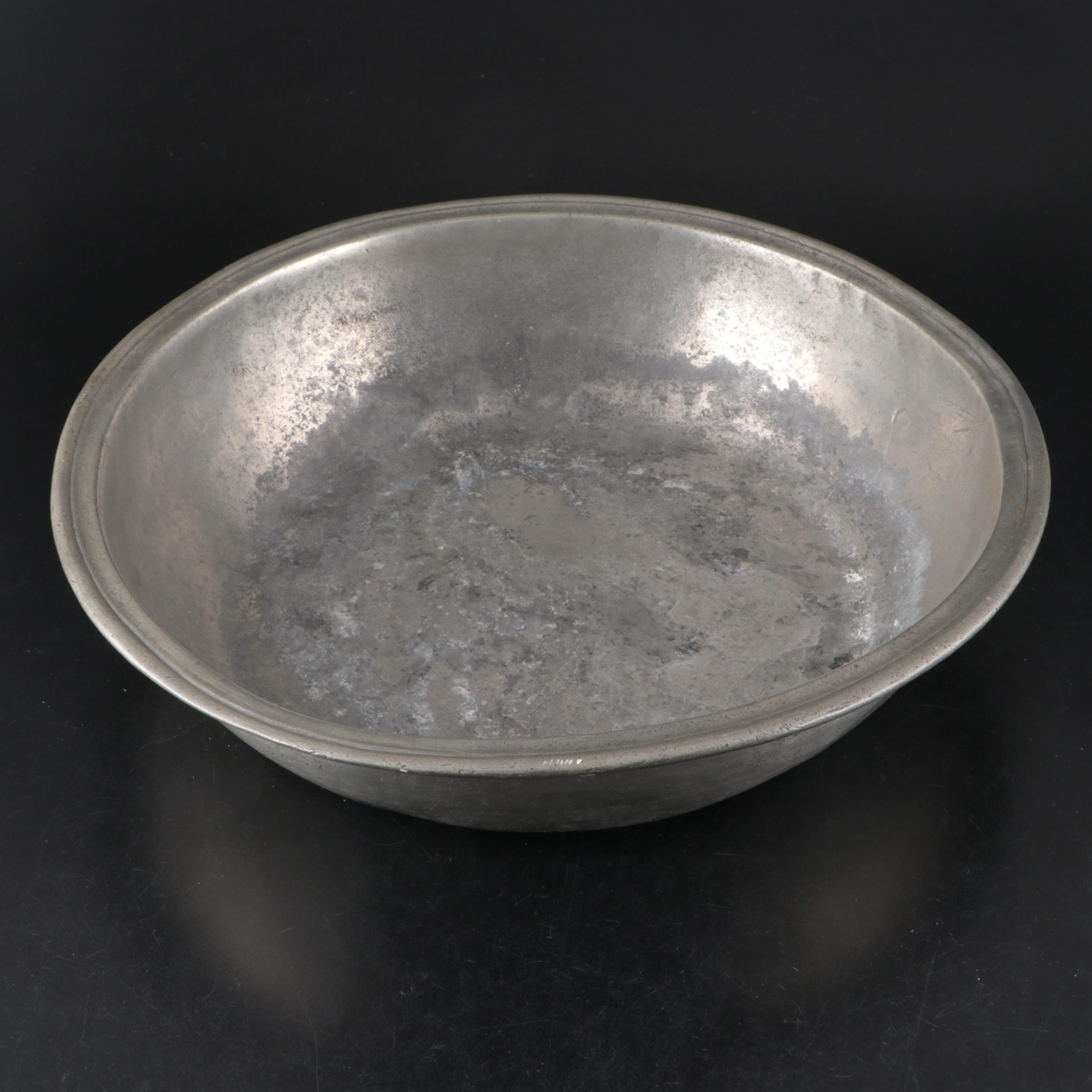 Colonial Era Pewter Bowl with Victorian Style Silver Plate Centerpiece Bowl