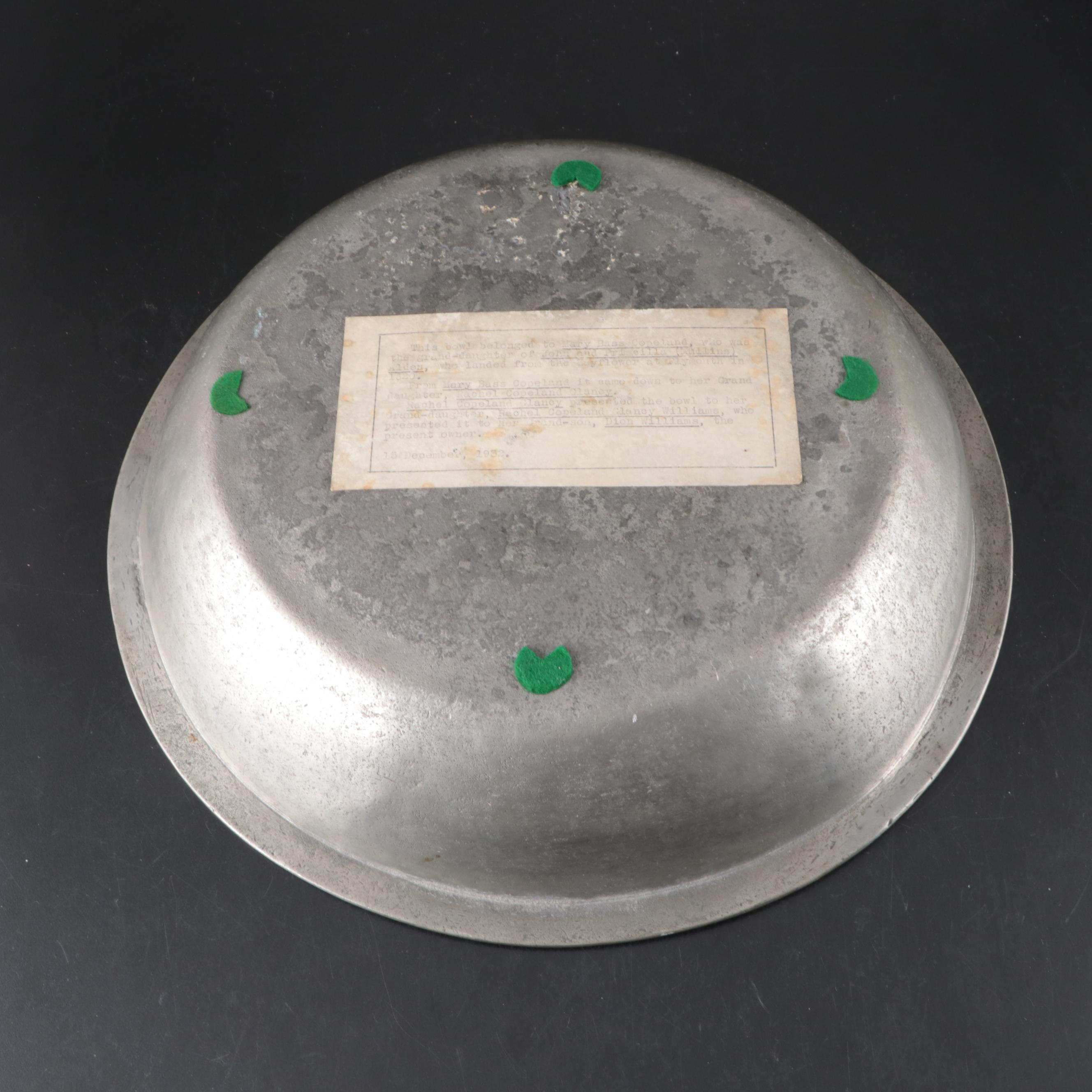 Colonial Era Pewter Bowl with Victorian Style Silver Plate Centerpiece Bowl