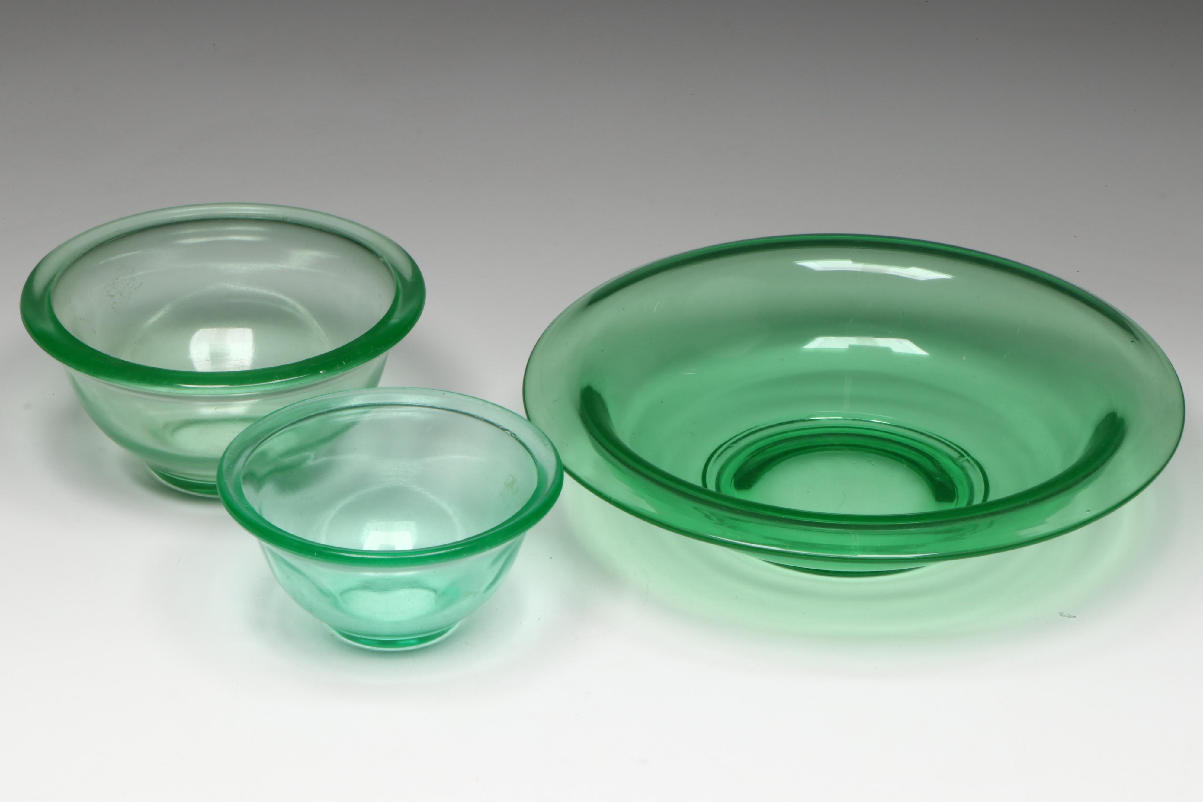 Jeannette Glass Hex Optic Ice Bucket with Other Cooling Tube and Tableware