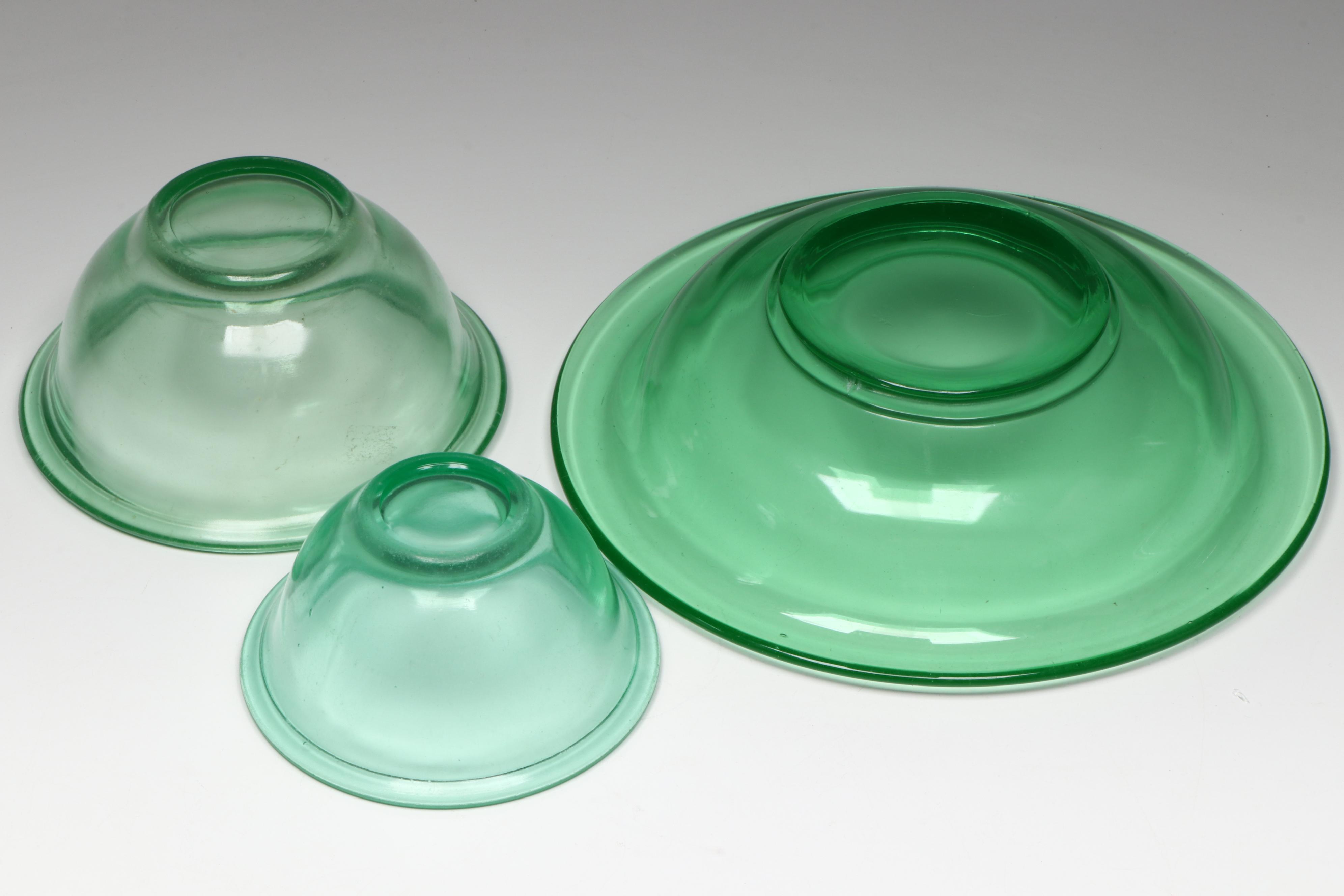 Jeannette Glass Hex Optic Ice Bucket with Other Cooling Tube and Tableware