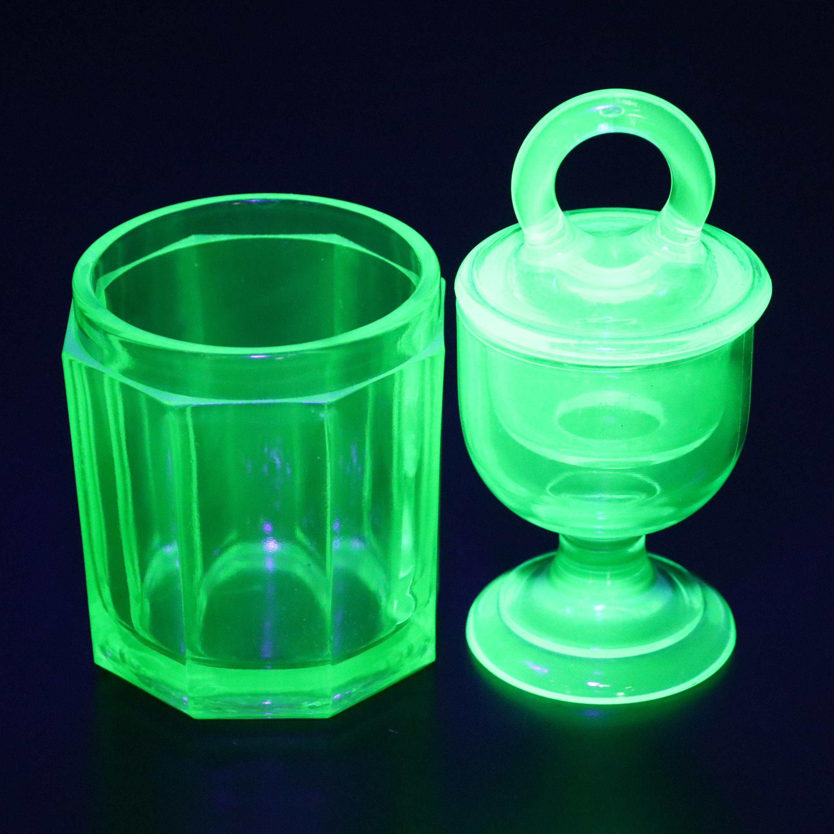 Jeannette Glass Hex Optic Ice Bucket with Other Cooling Tube and Tableware