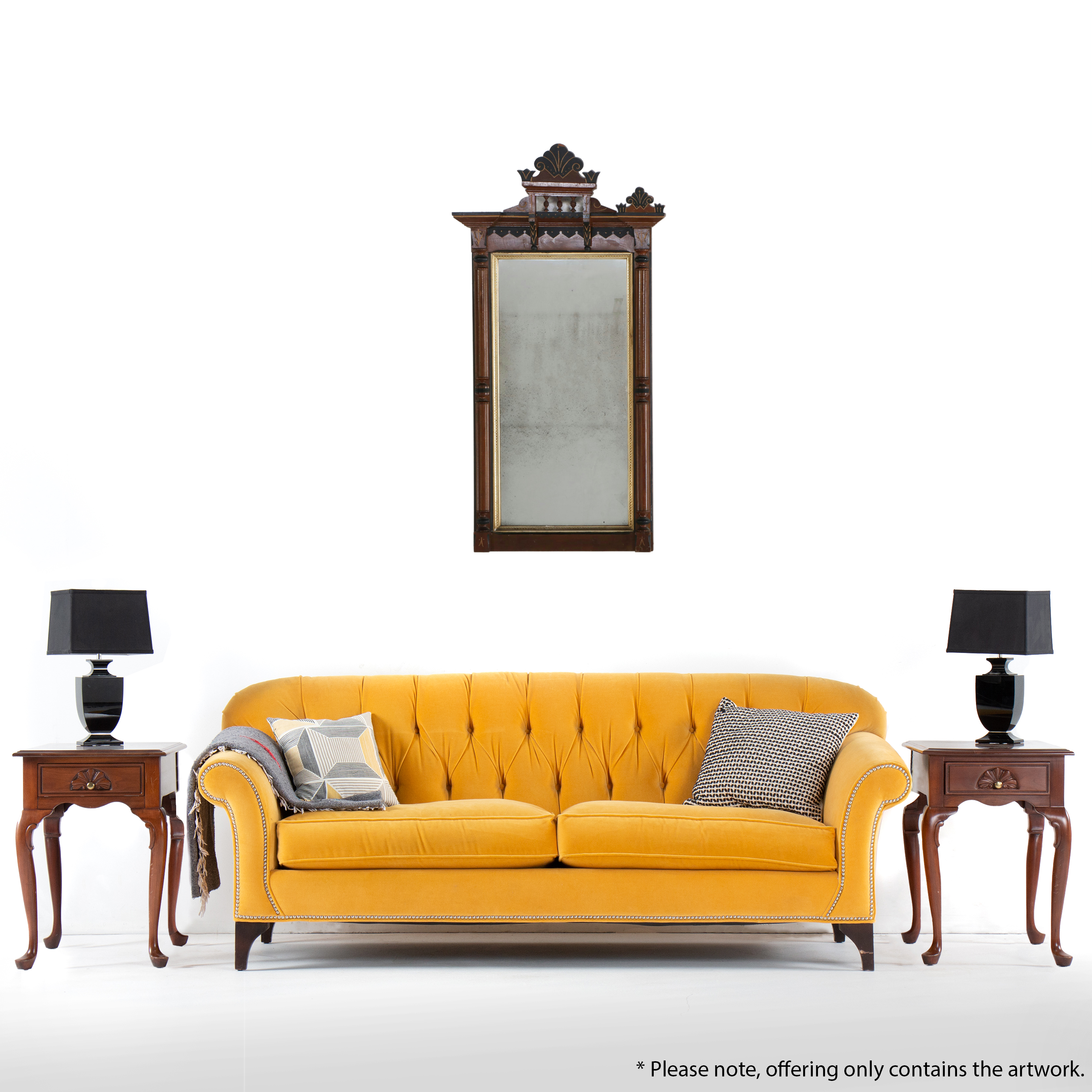 Eastlake Style Parcel Gilt and Ebonized Wood Wall Mirror, Late 19th Century