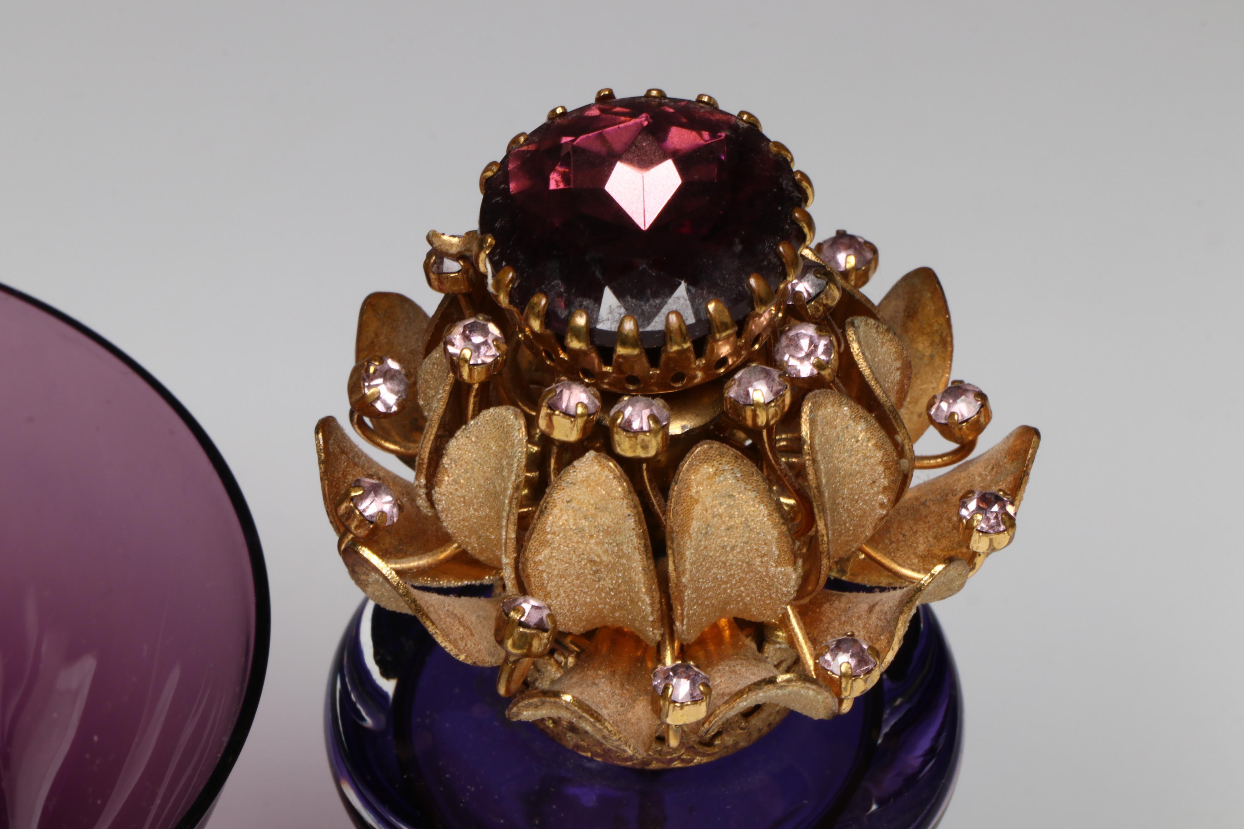 Fostoria "American Lady Amethyst" Glass Champagne Coupes with More Décor