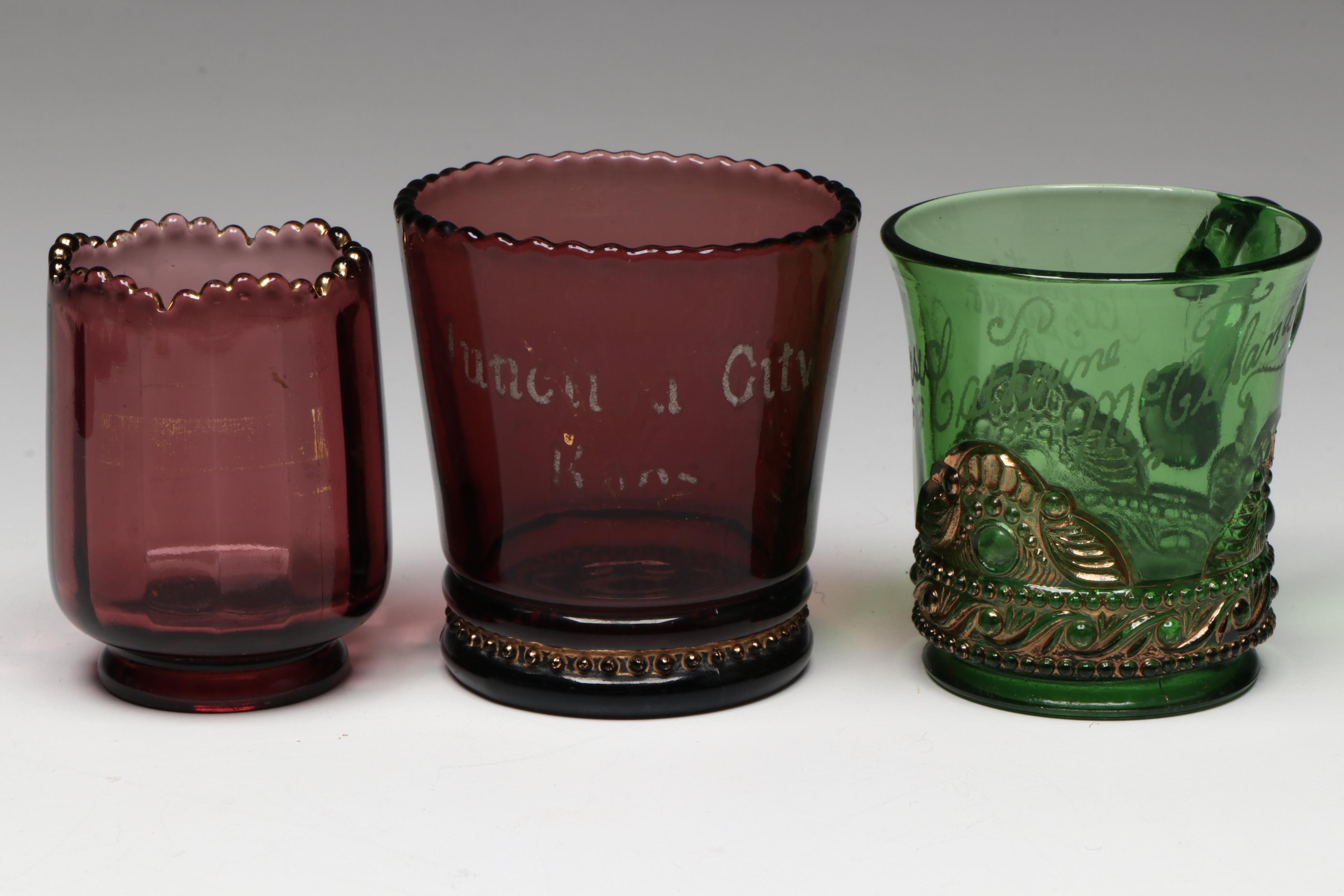 Fostoria "American Lady Amethyst" Glass Champagne Coupes with More Décor