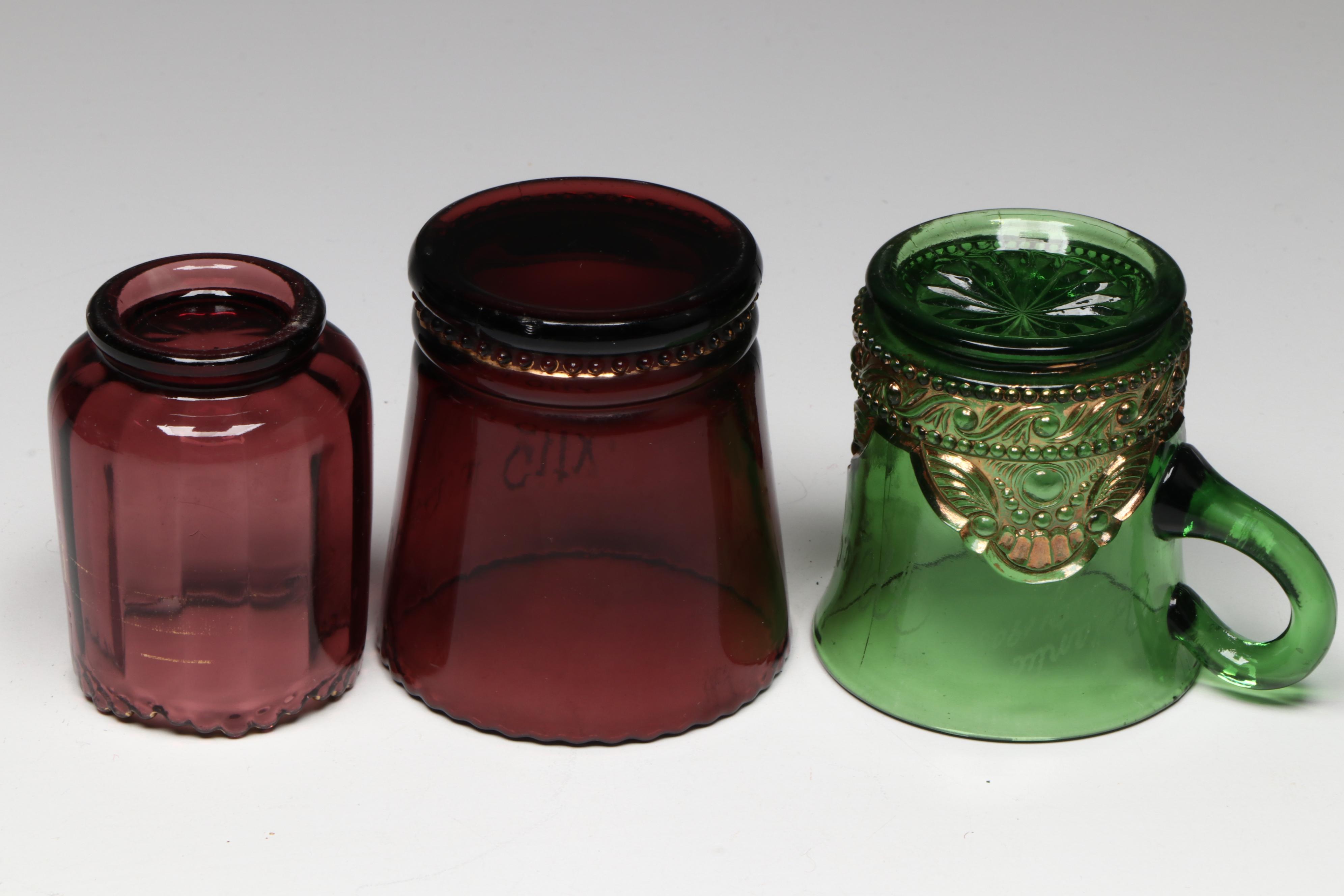 Fostoria "American Lady Amethyst" Glass Champagne Coupes with More Décor