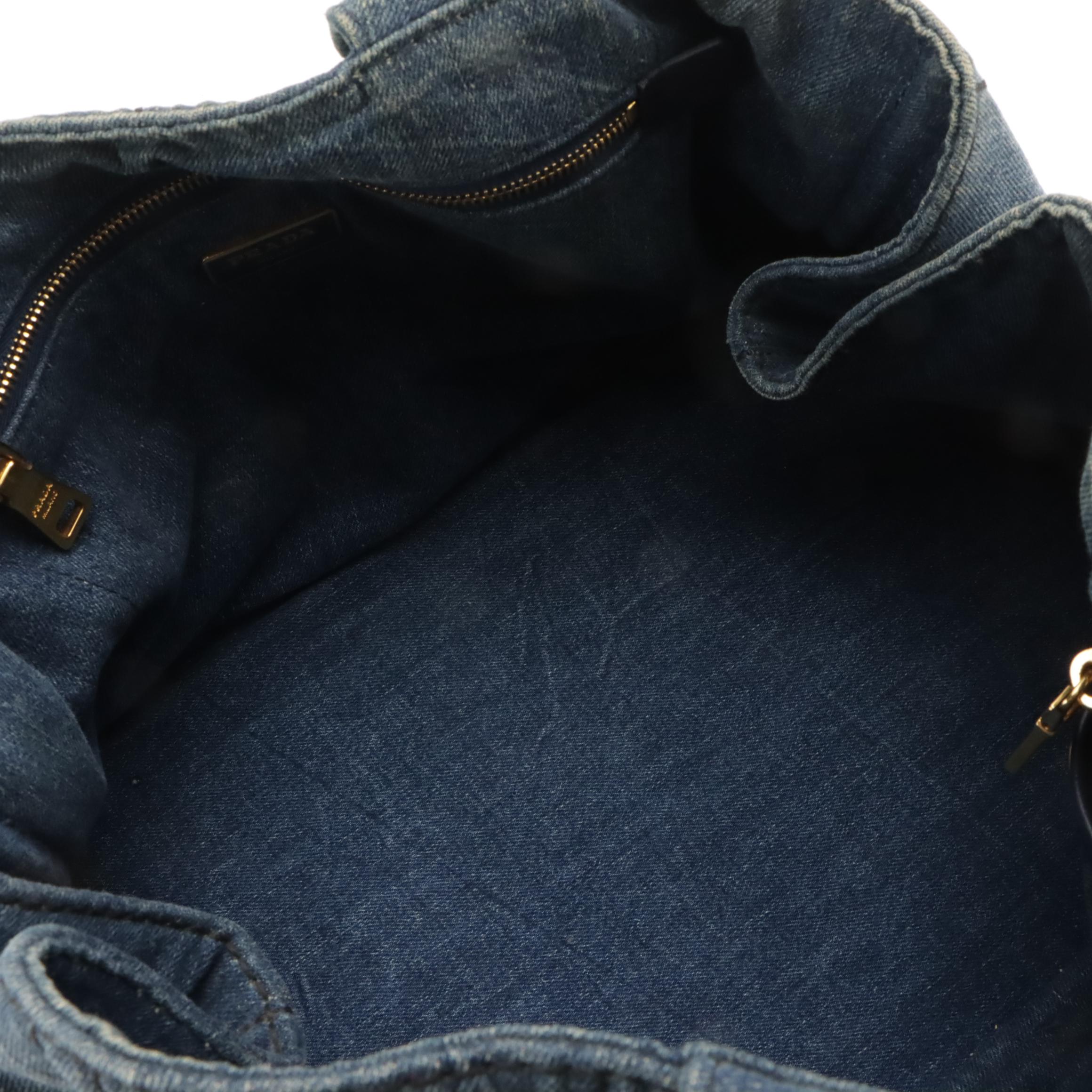 Prada Large Canapa Tote Bag in Blue Denim