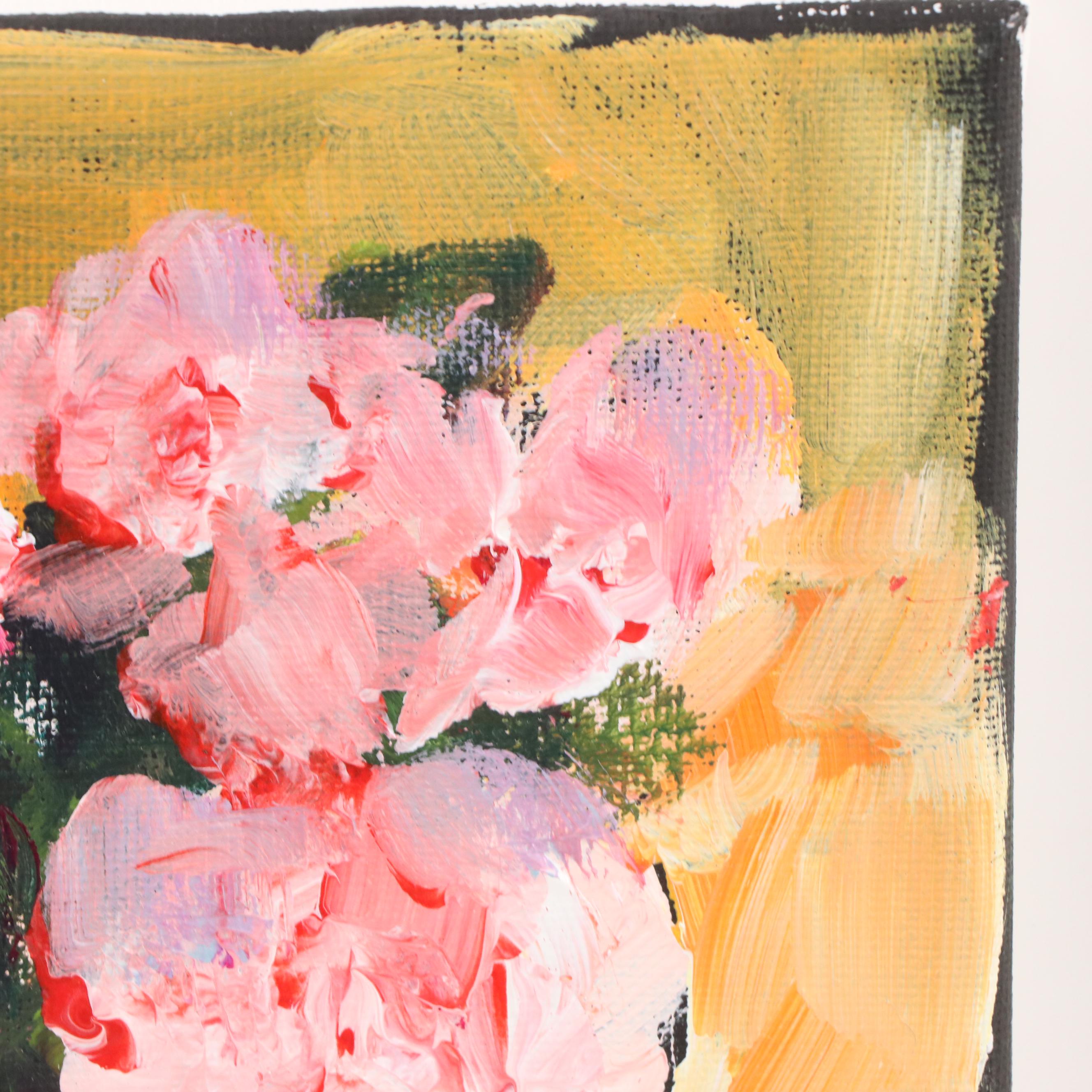 Elle Raines Floral Still Life Acrylic Painting, 21st Century