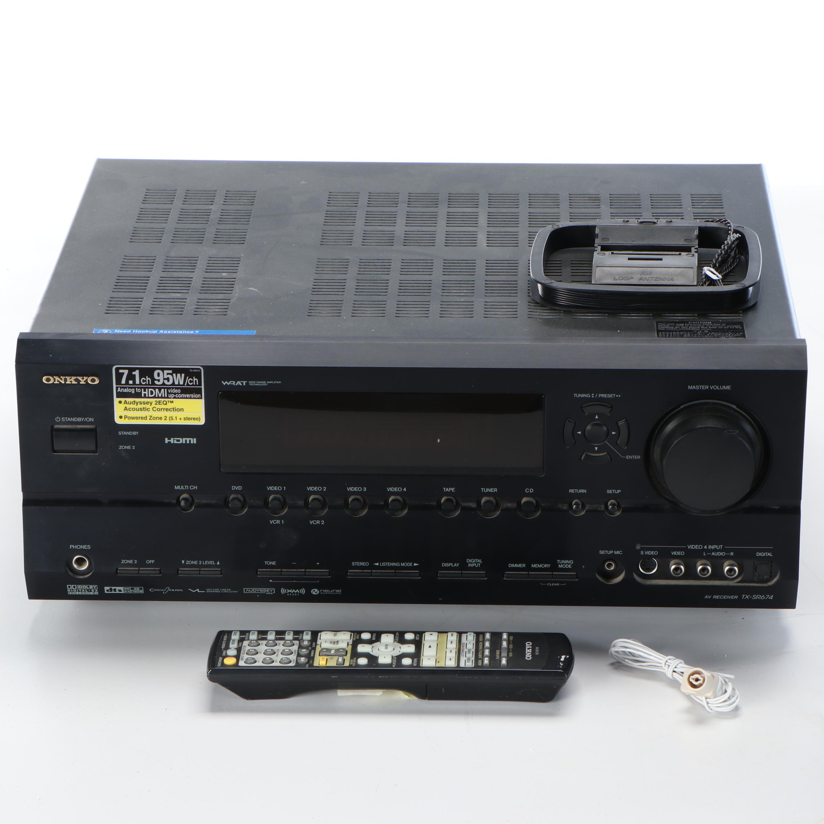 Onkyo TX-SR674 AV Receiver with Polk Audio RM6880 Powered Subwoofer