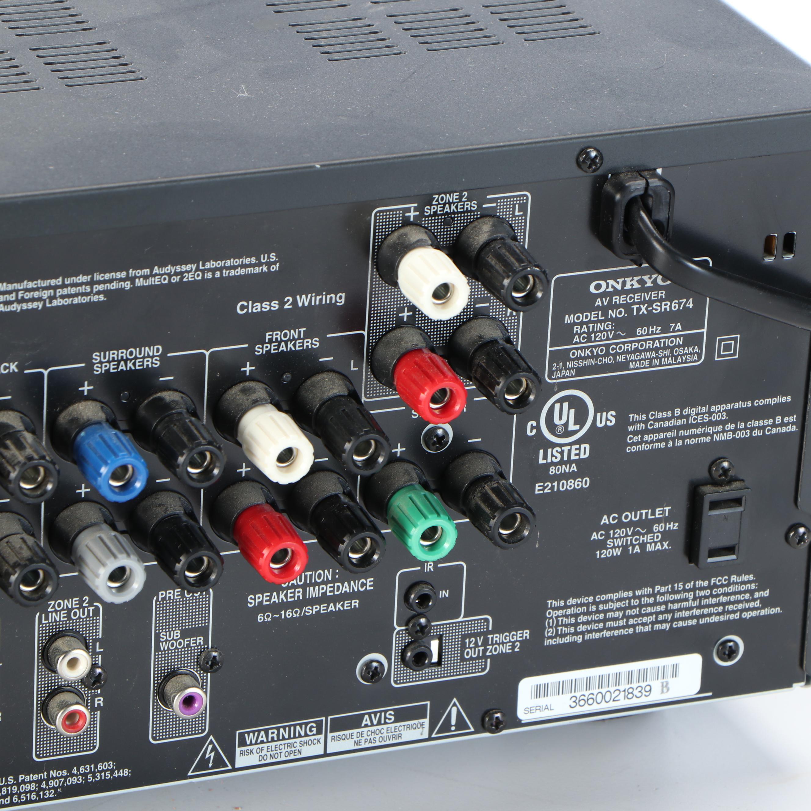 Onkyo TX-SR674 AV Receiver with Polk Audio RM6880 Powered Subwoofer