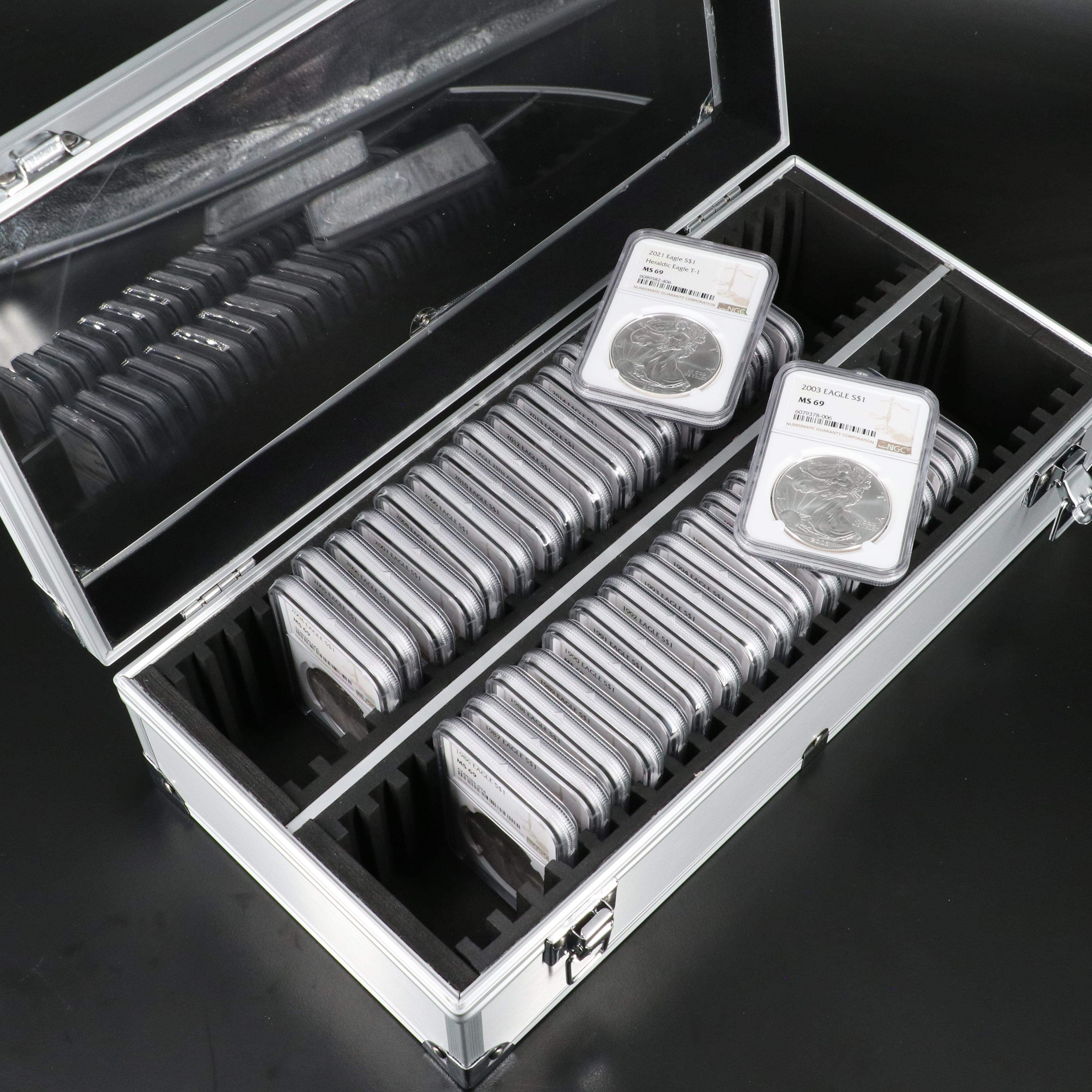 Complete Set of 36 NGC Graded MS69 $1 U.S. Silver Eagles (1986-2021)