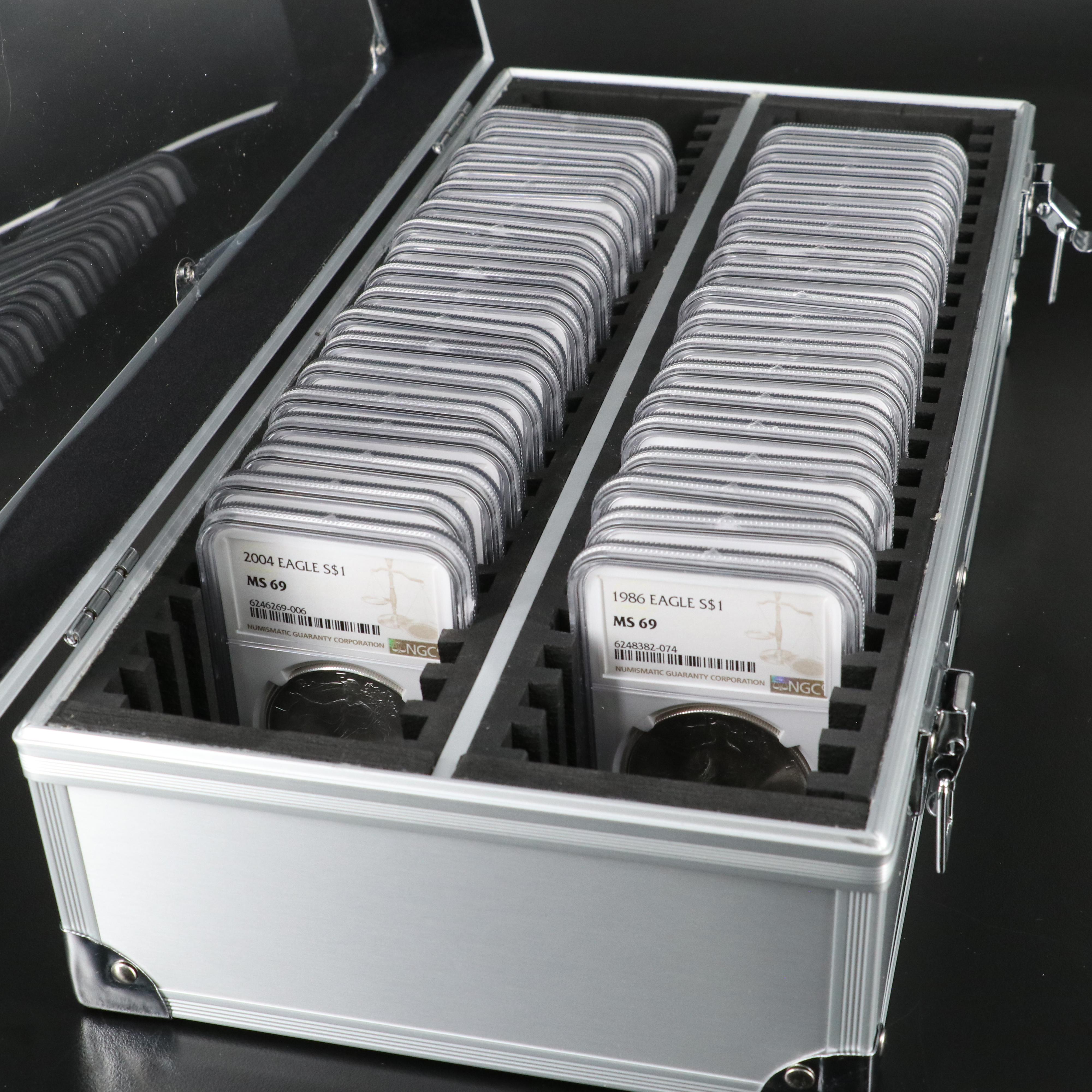 Complete Set of 36 NGC Graded MS69 $1 U.S. Silver Eagles (1986-2021)