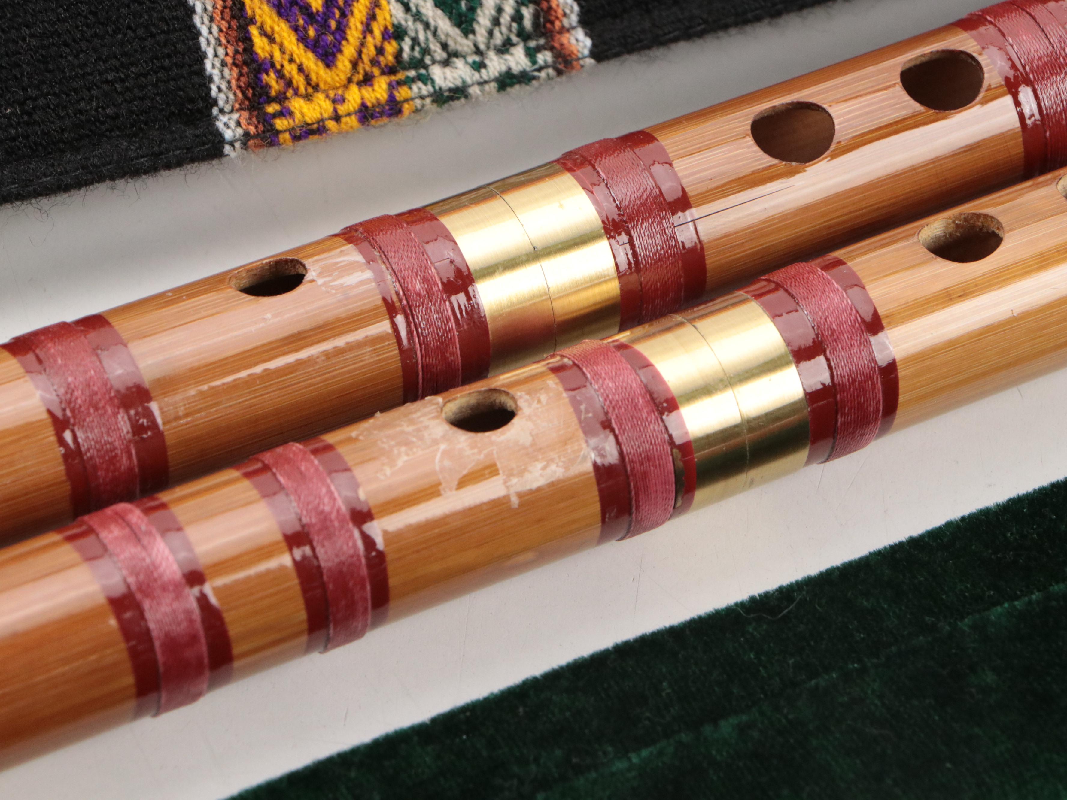 Chinese Bamboo Dizi Flutes with Wood Quena and Cases