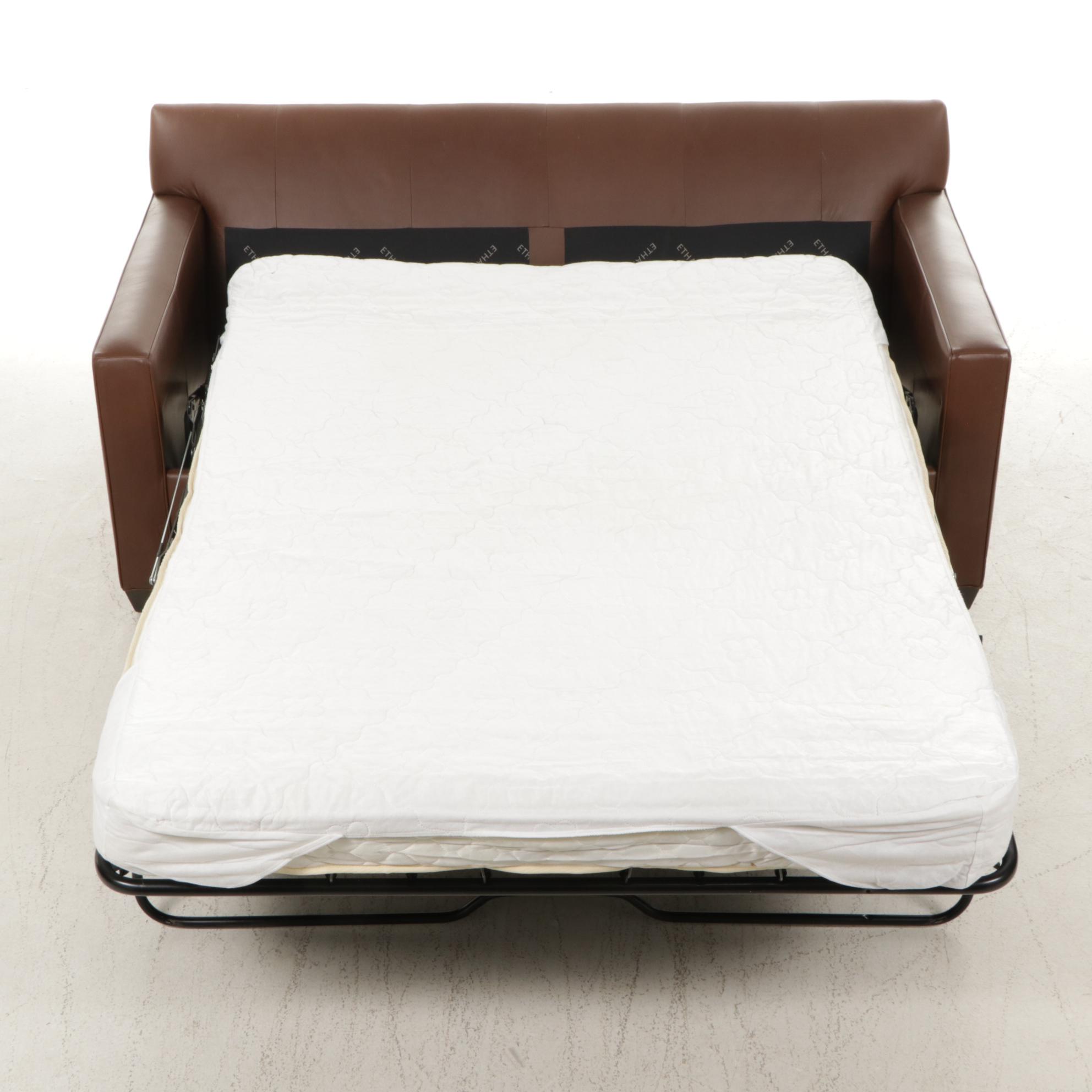 Ethan Allen "Bennett" Leather Upholstered Sleeper Sofa