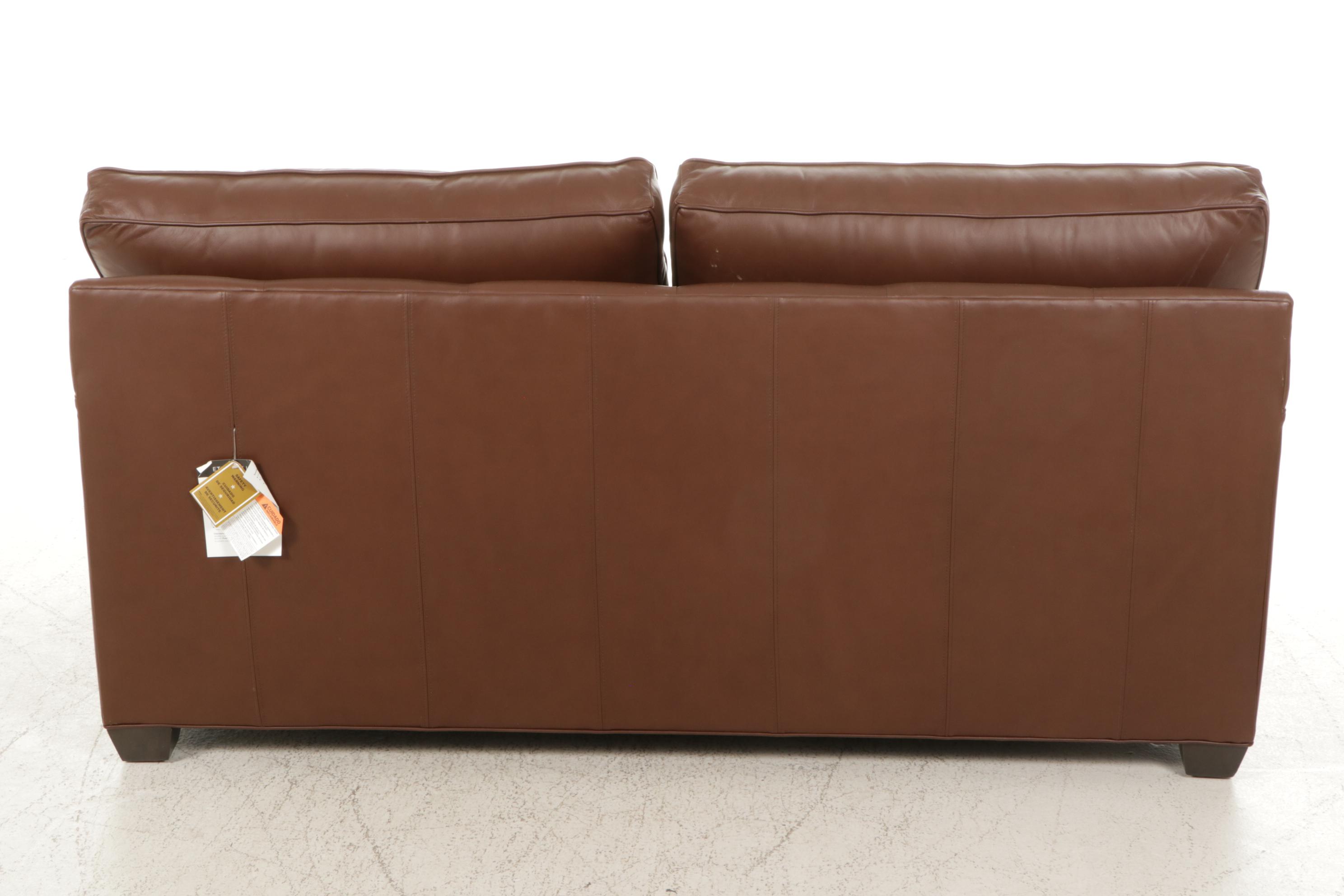 Ethan Allen "Bennett" Leather Upholstered Sleeper Sofa