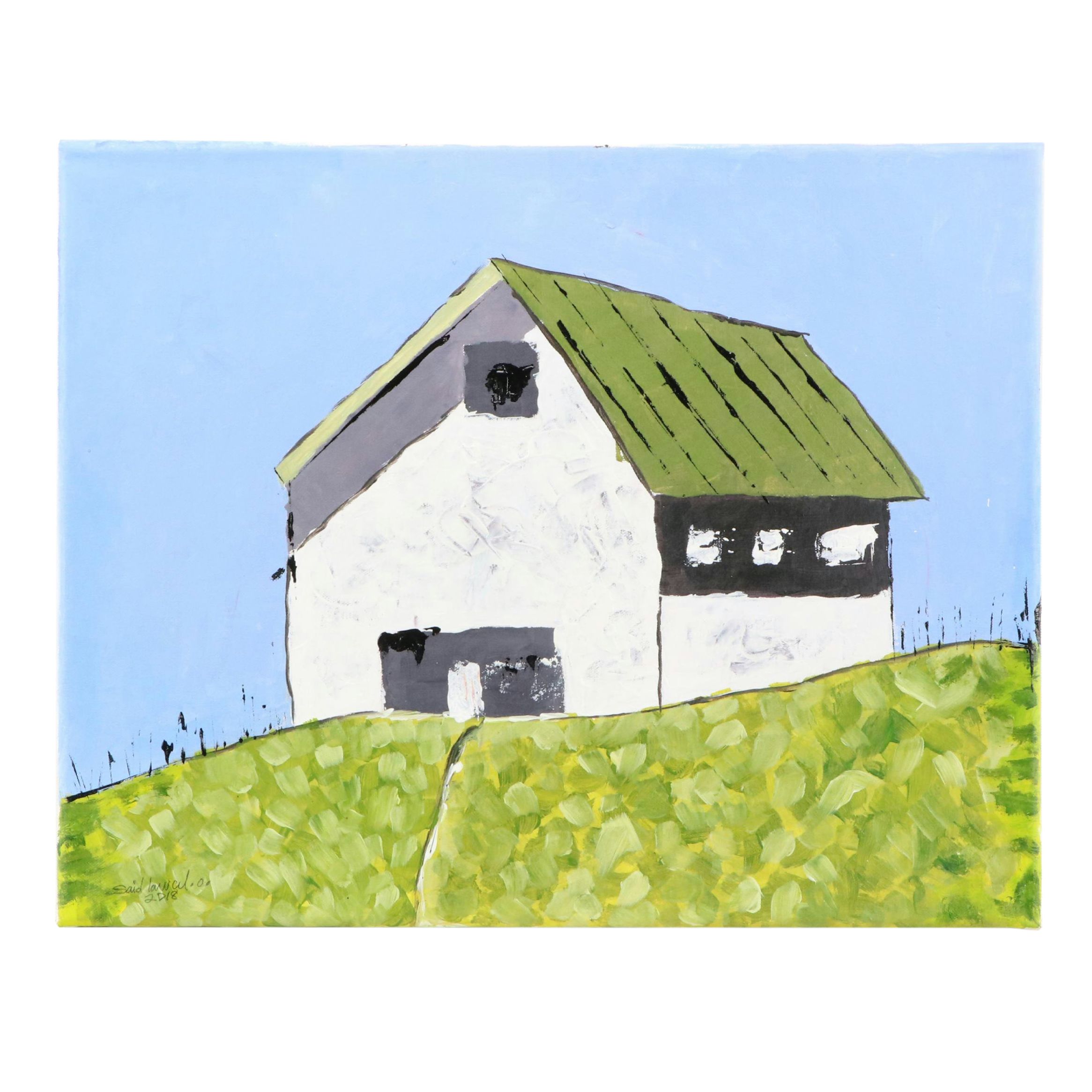 Said Oladejo-lawal Rural Landscape Acrylic Painting, 2018