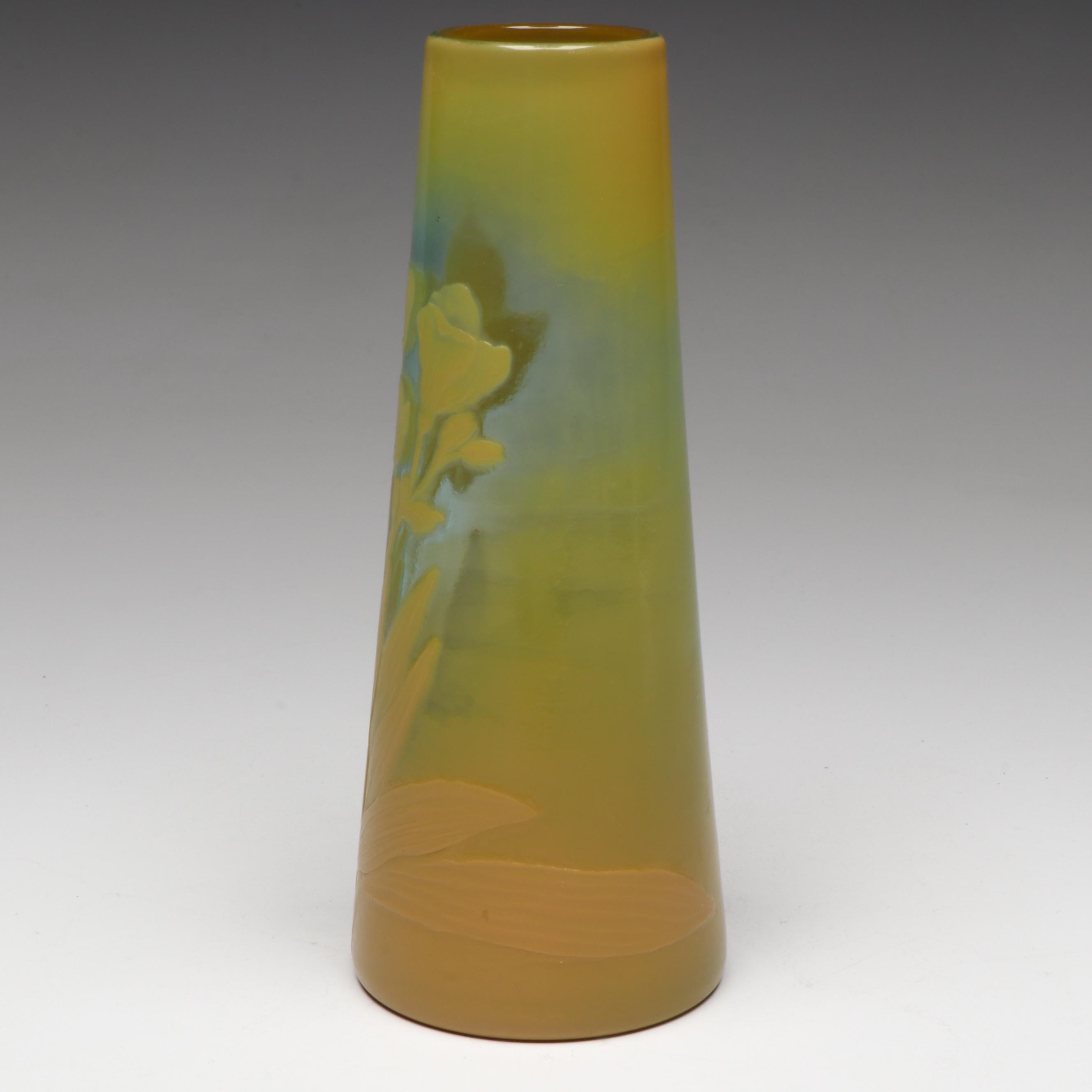 Muller Frères Croismare Cameo Art Glass Vase
