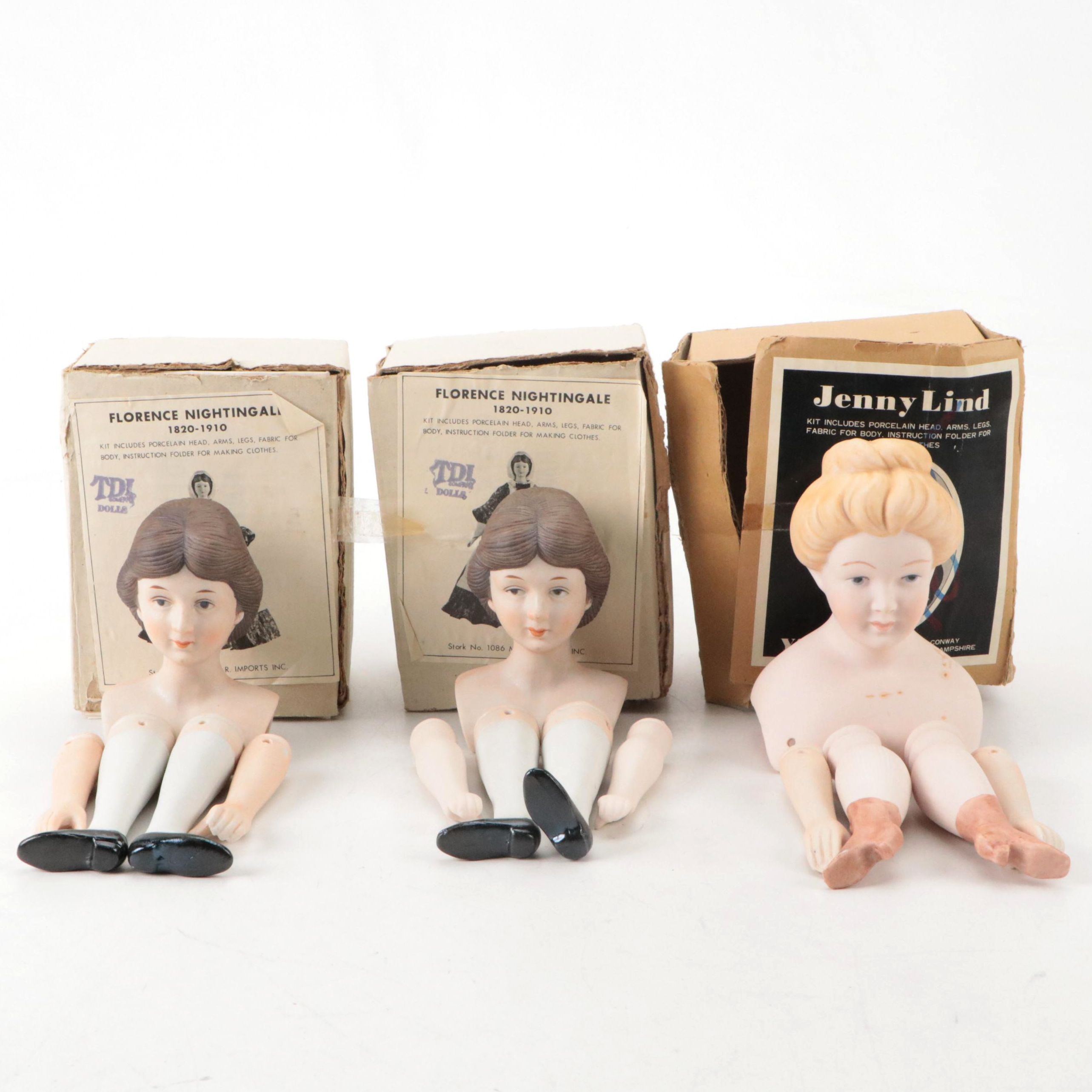 TDI Co. "Florence Nightingale" and Yield House "Jenny Lind" Porcelain Doll Parts