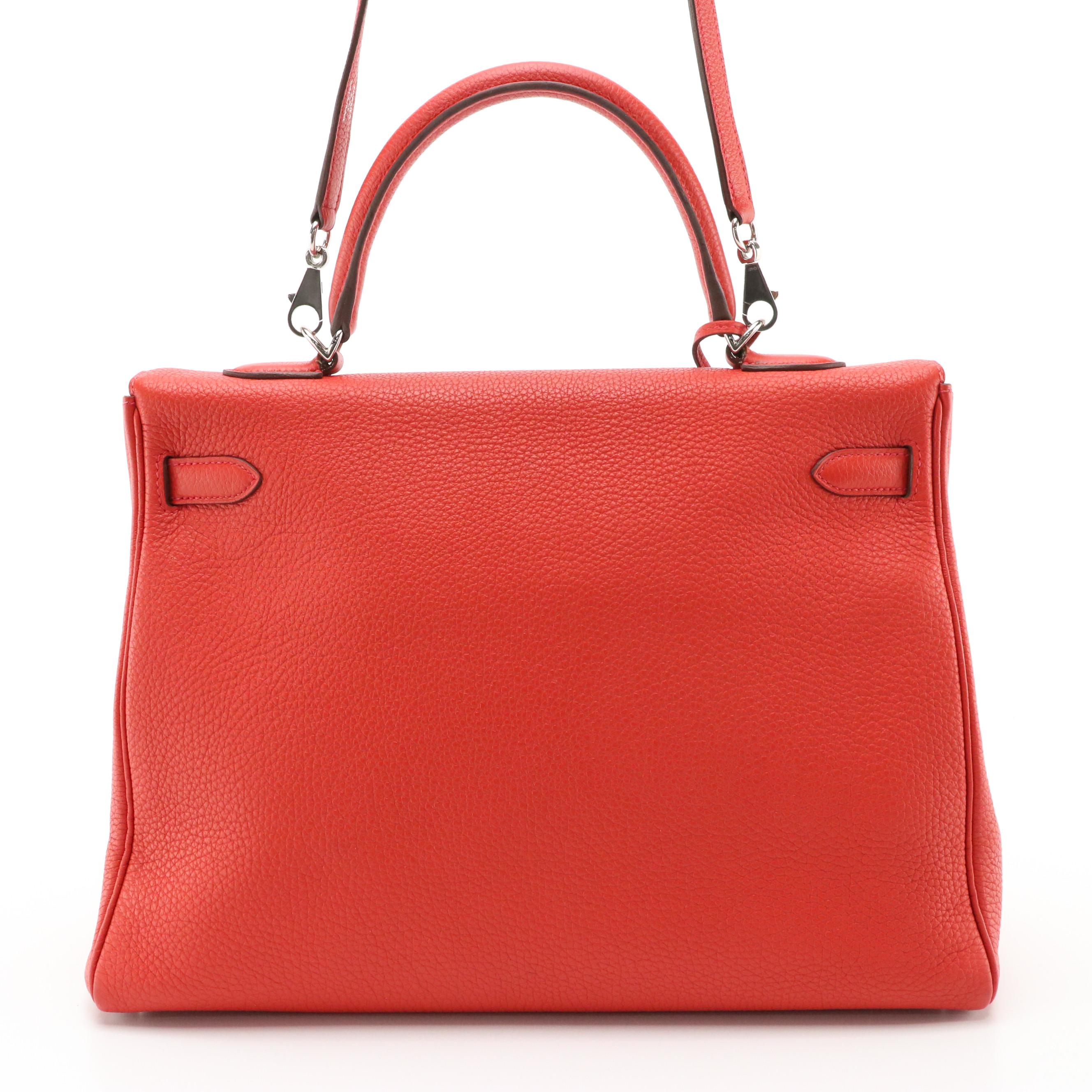 Hermès Kelly Retourne 35 in Red Veau Taurillon Clemence Leather