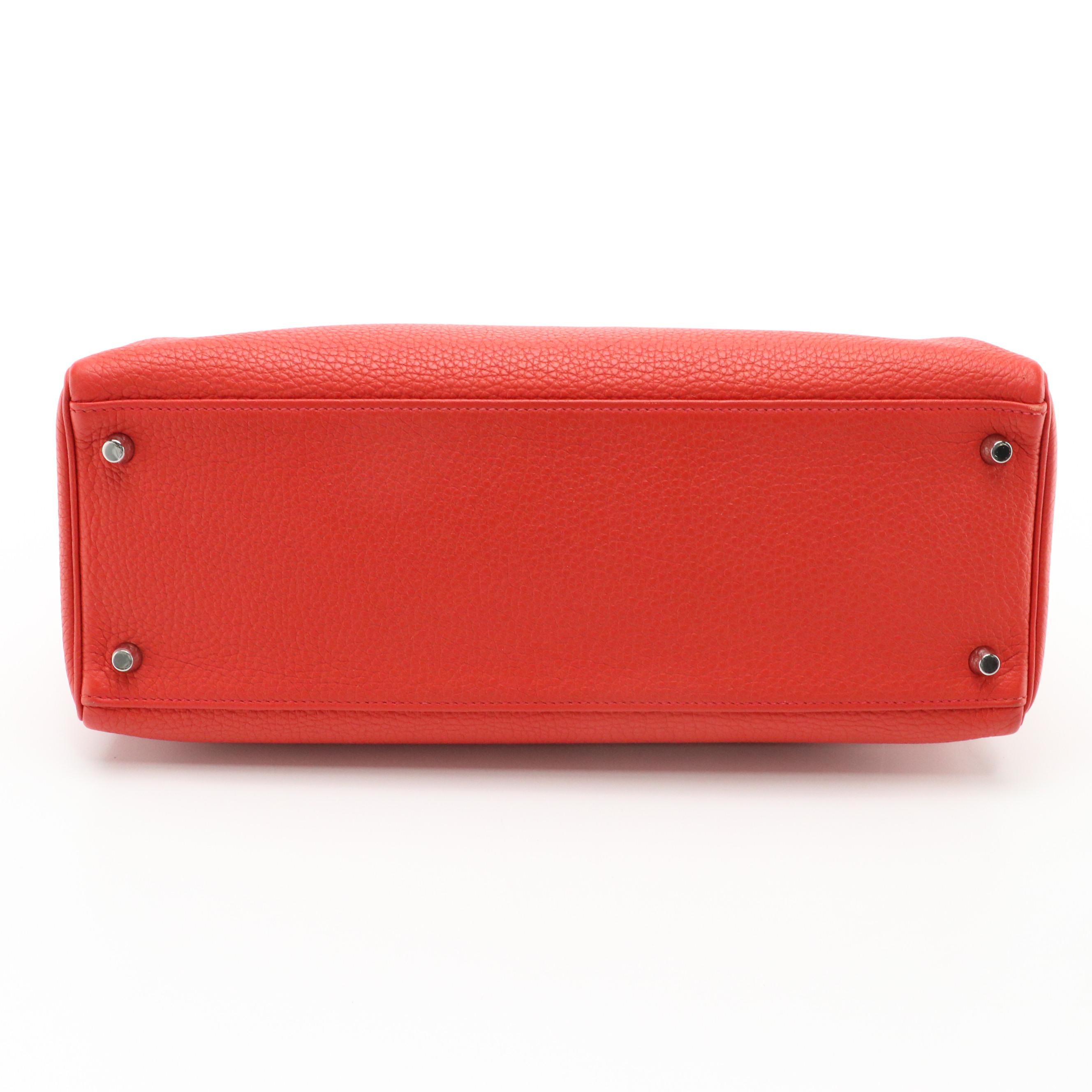 Hermès Kelly Retourne 35 in Red Veau Taurillon Clemence Leather