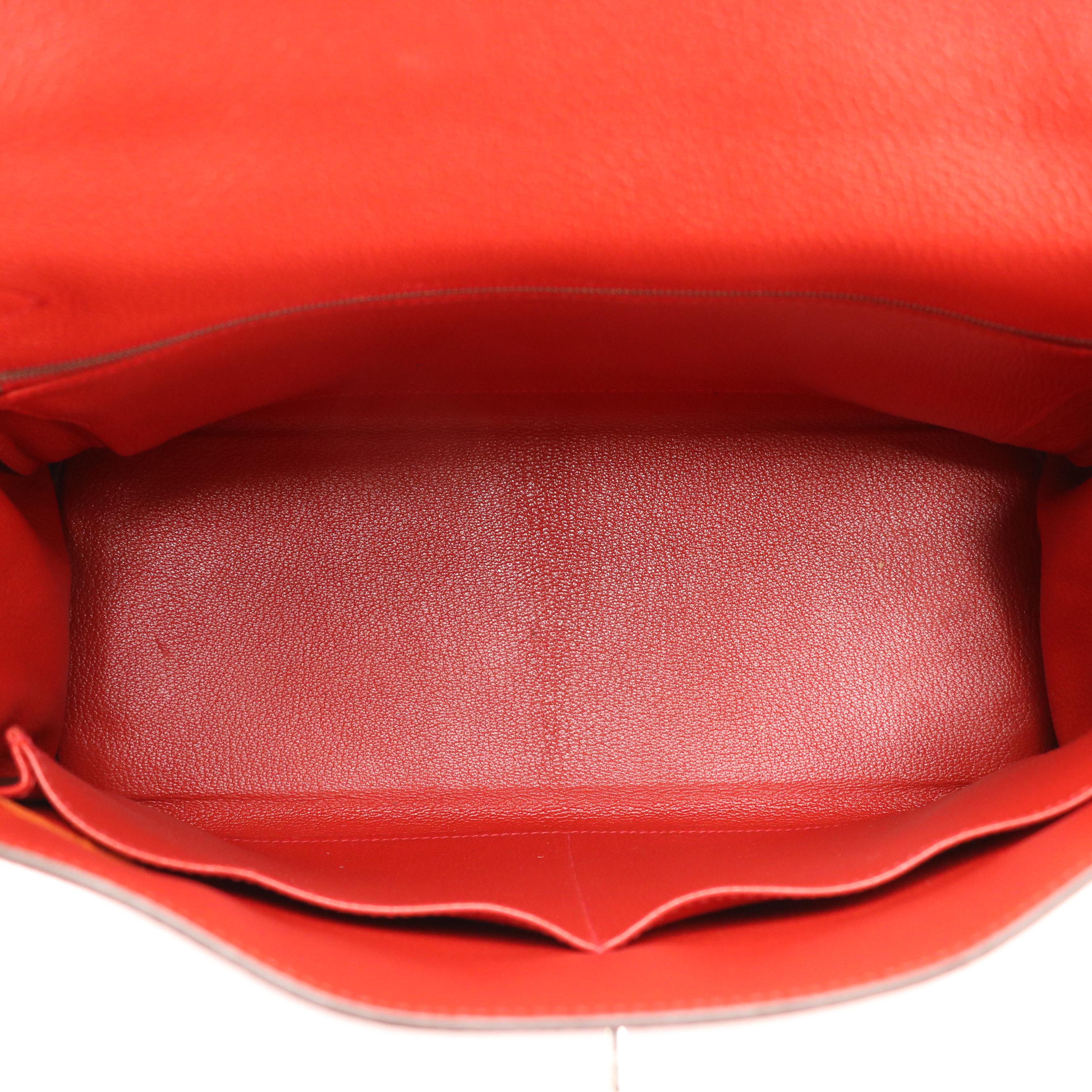 Hermès Kelly Retourne 35 in Red Veau Taurillon Clemence Leather