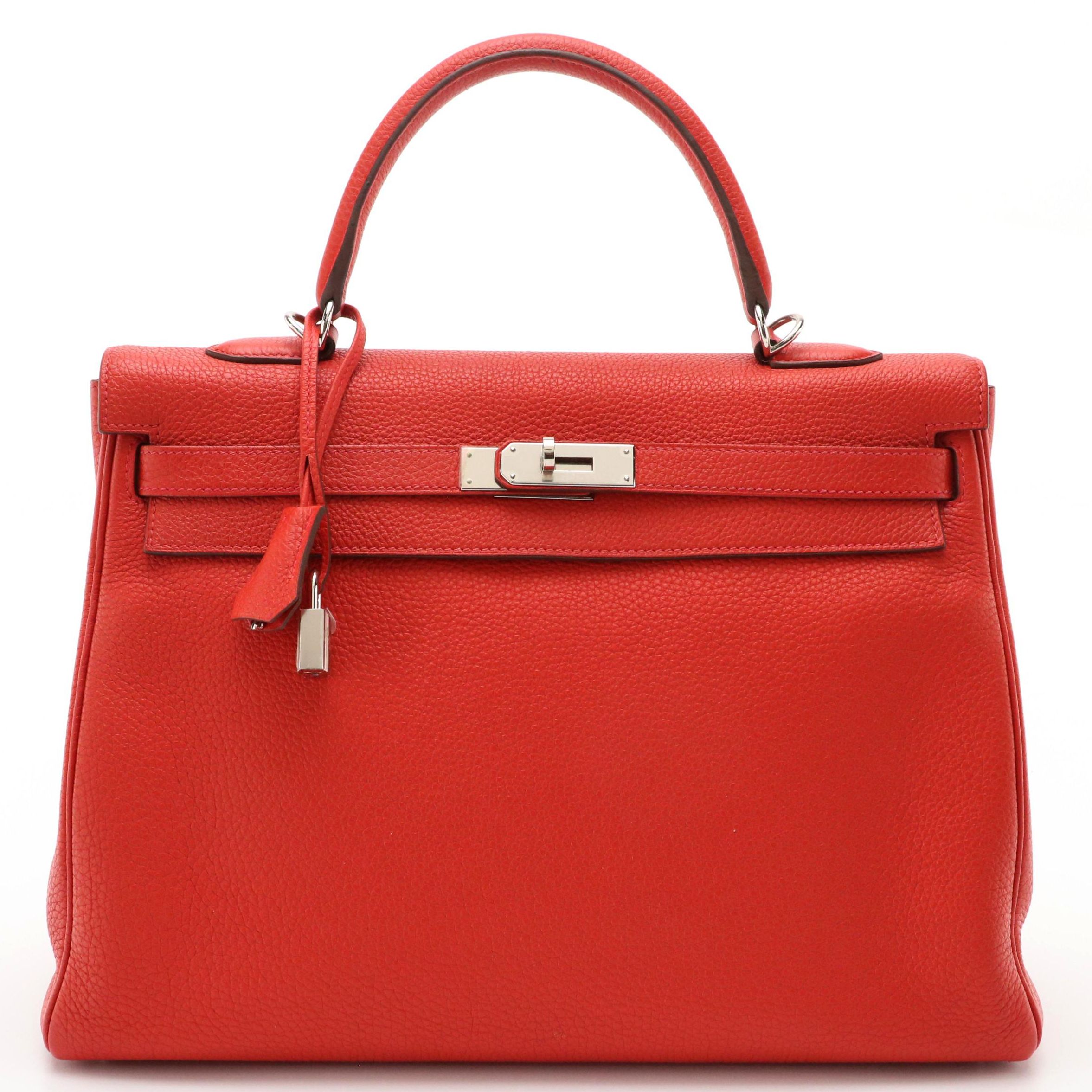 Hermès Kelly Retourne 35 in Red Veau Taurillon Clemence Leather