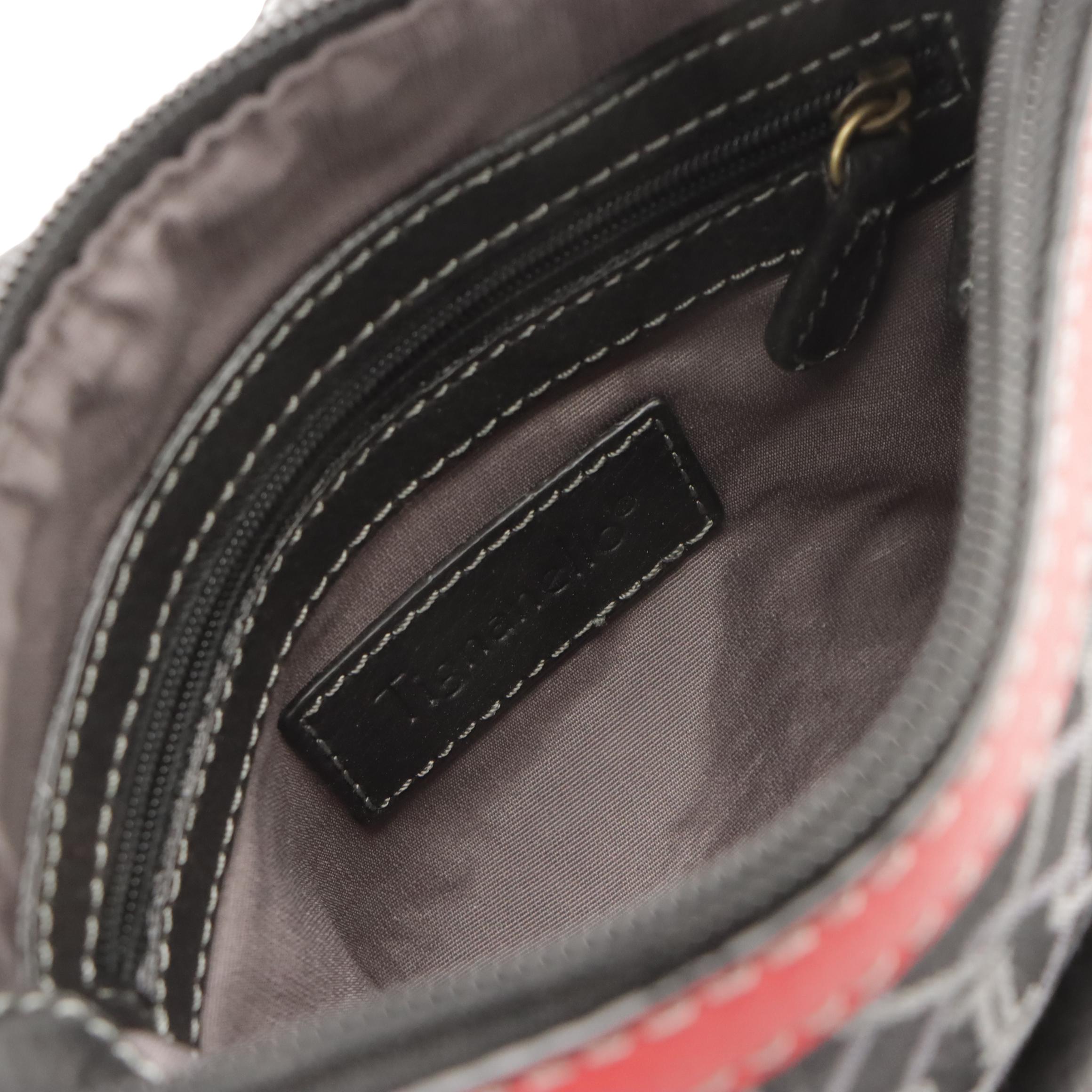 Tignanello Buckle Pocket Crossbody Bag in Black Canvas & Red Leather, With Tag