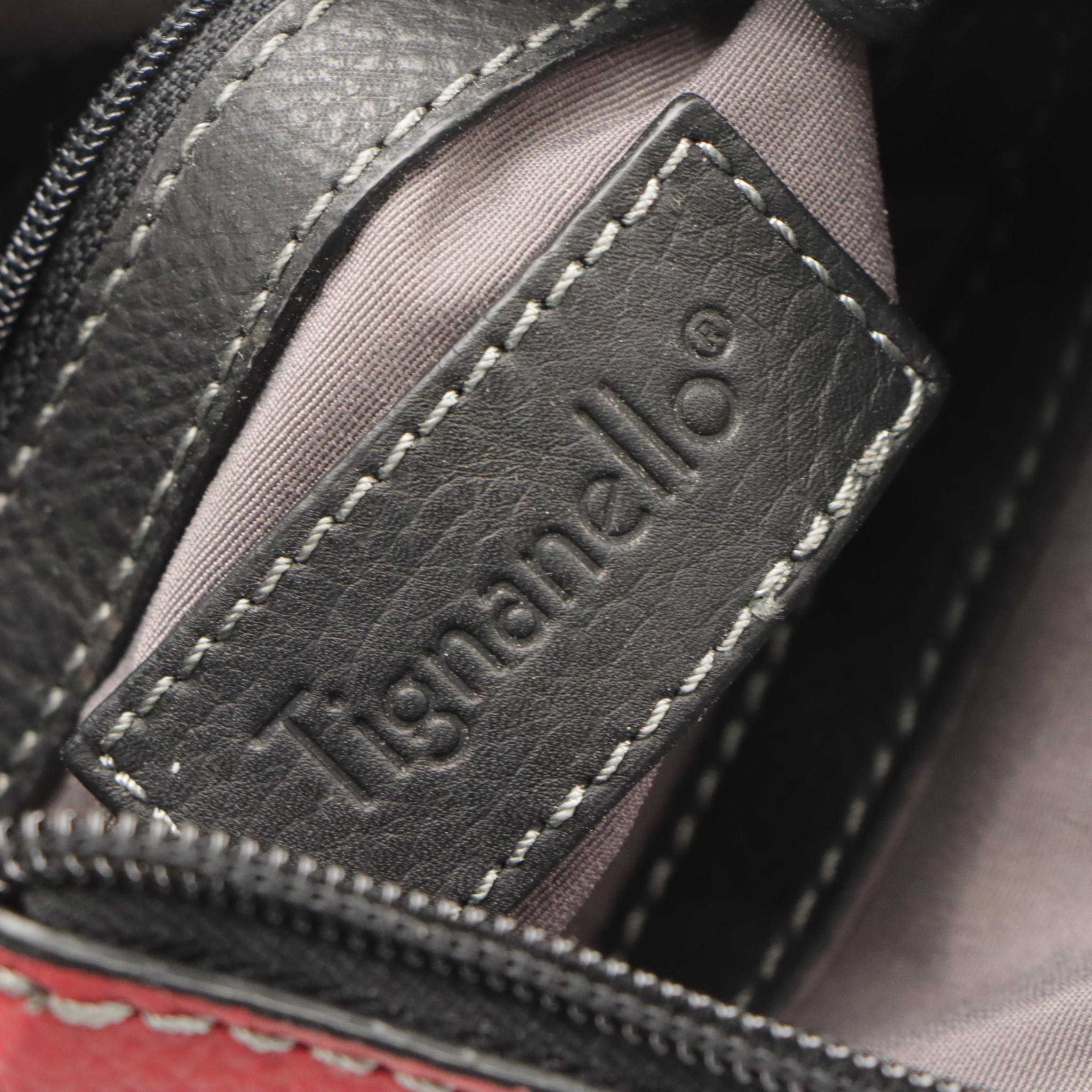 Tignanello Buckle Pocket Crossbody Bag in Black Canvas & Red Leather, With Tag