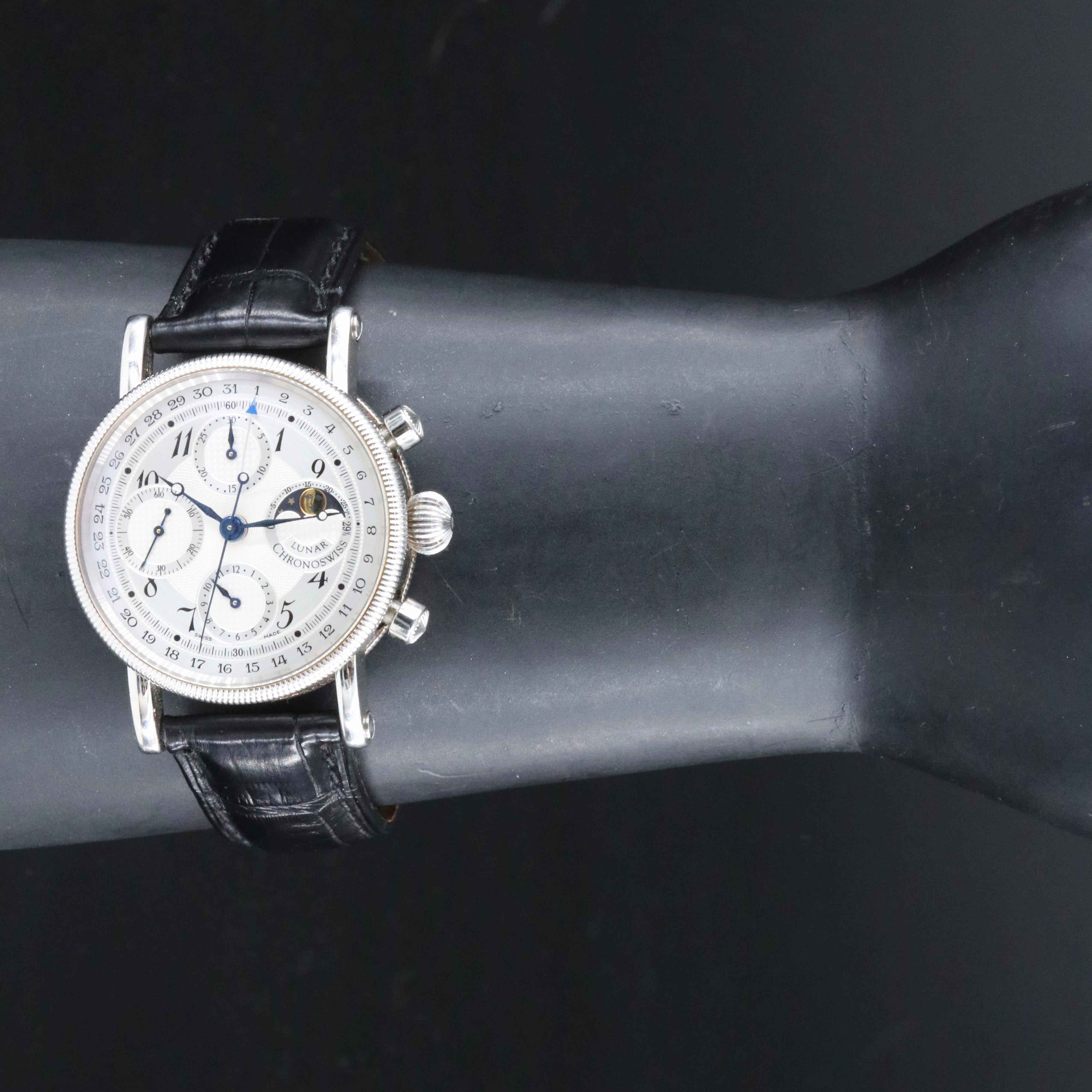 Chronoswiss Lunar Chronograph CH75231 Guilloché Dial 38mm Steel Automatic Watch