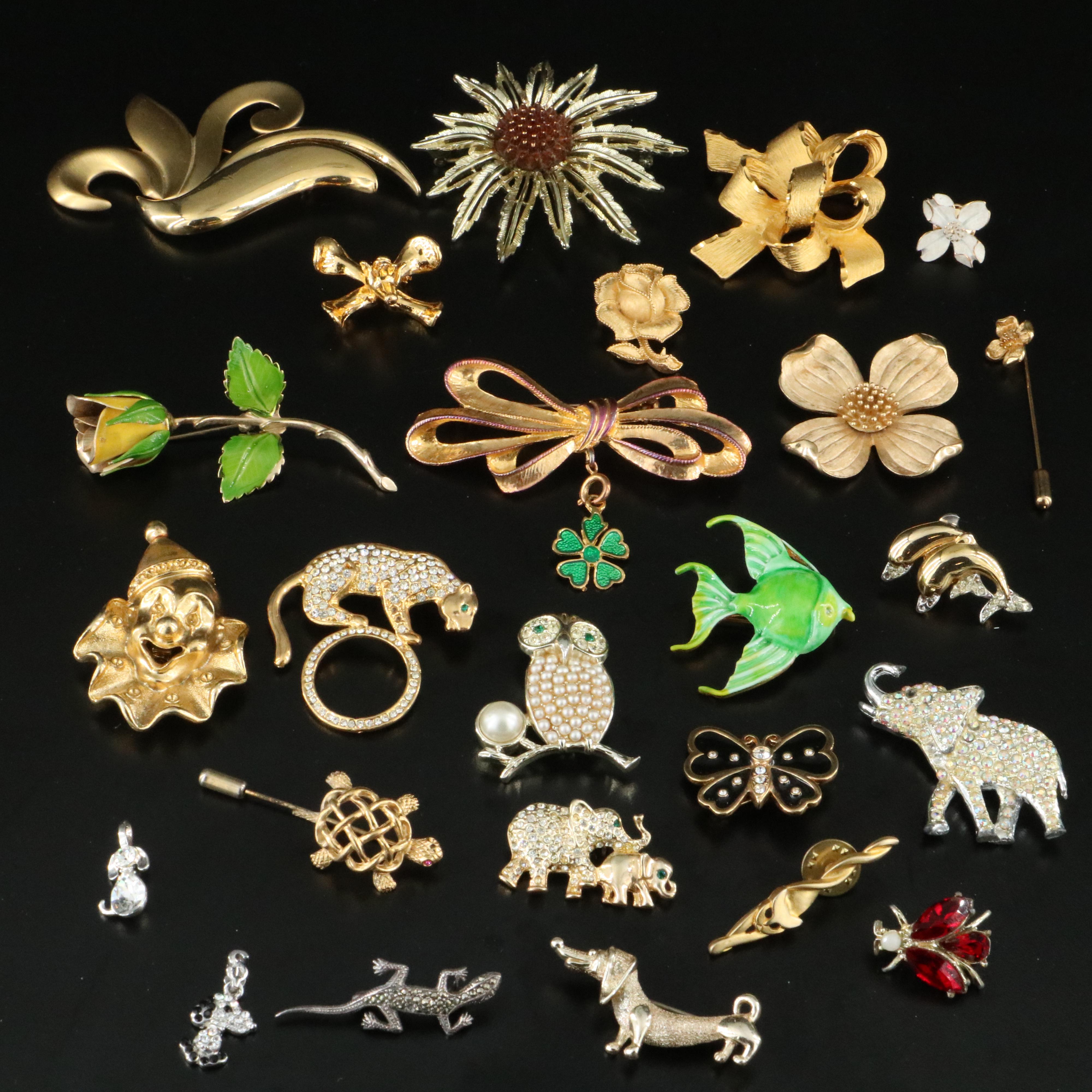 Vintage Animal and Flower Themed Jewelry Collection
