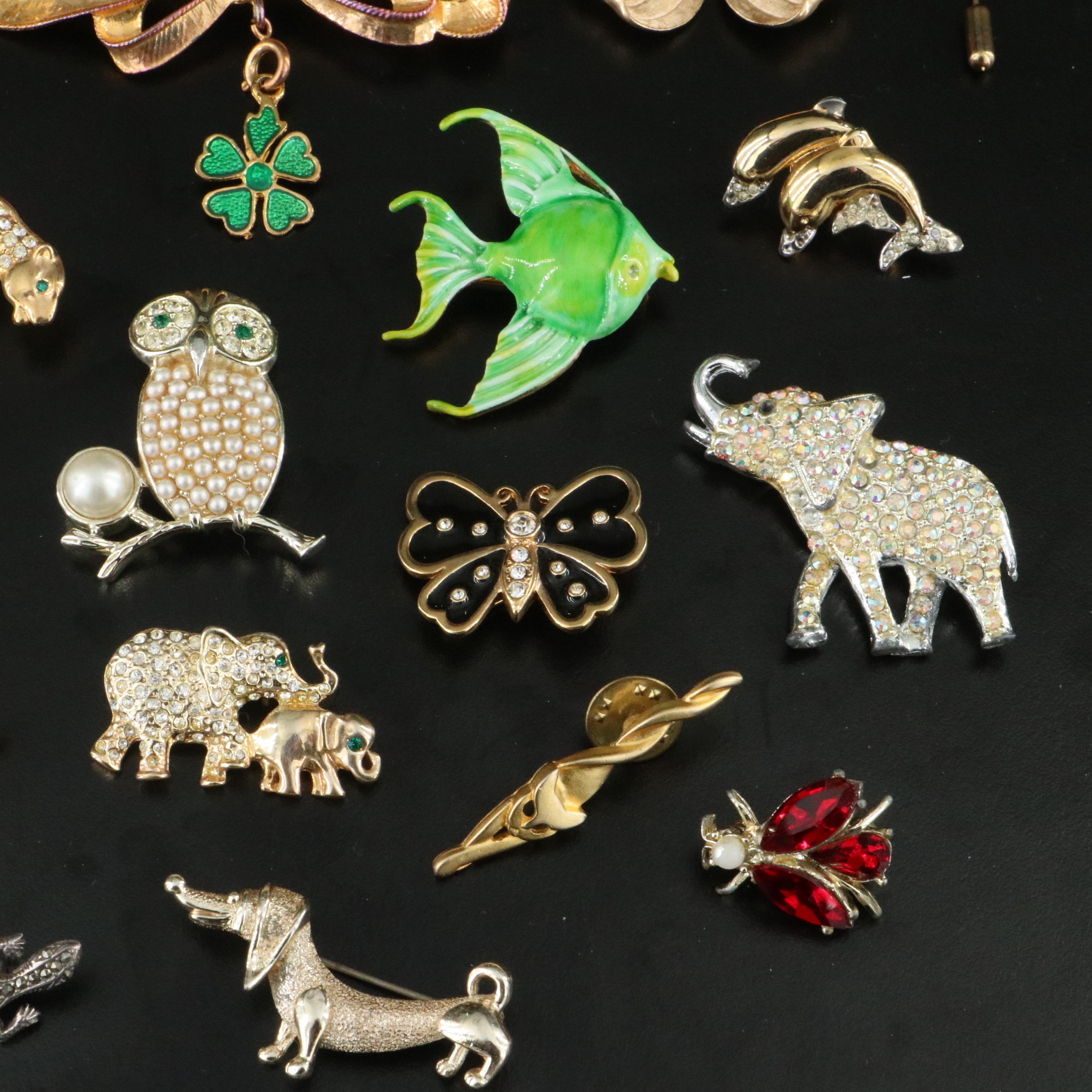 Vintage Animal and Flower Themed Jewelry Collection