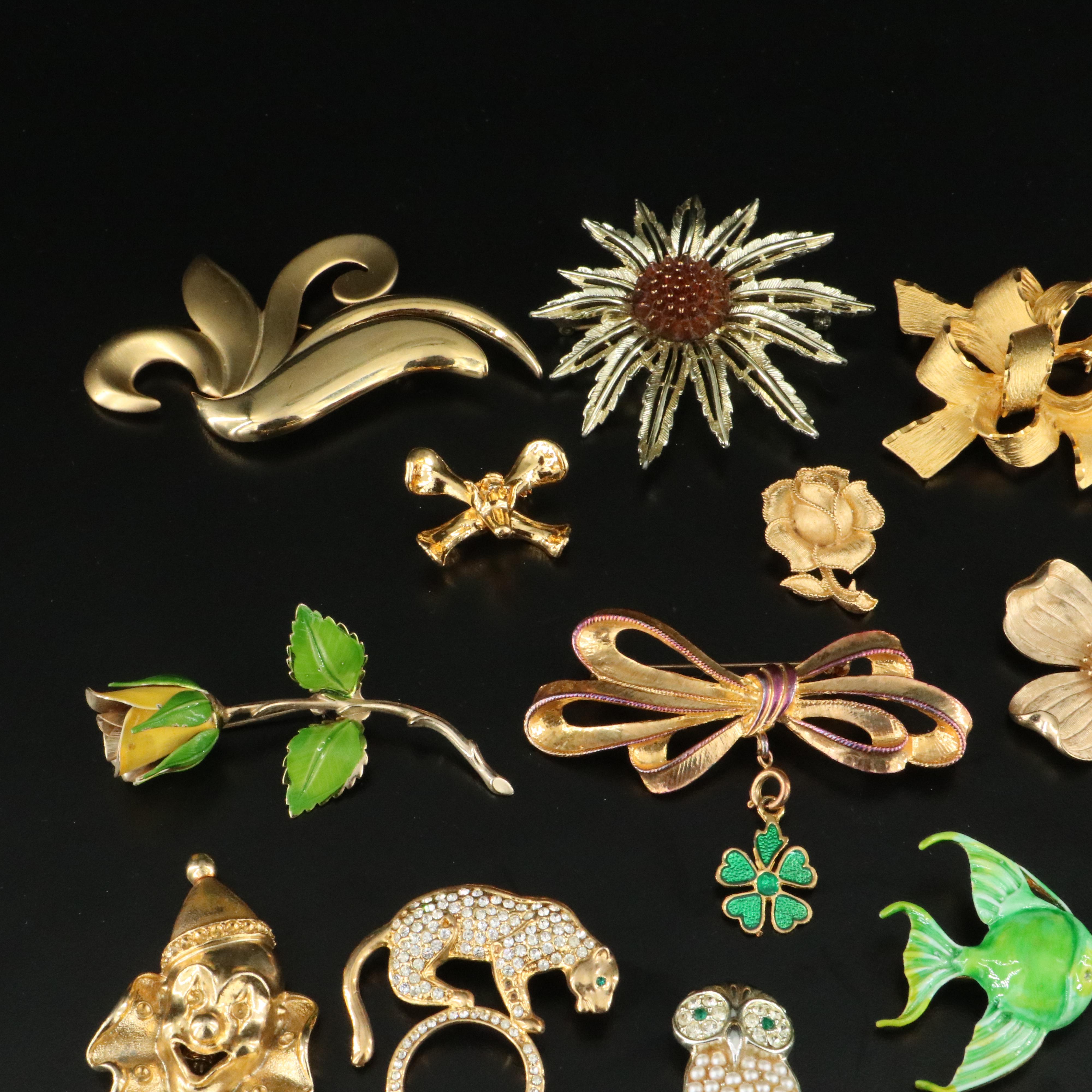 Vintage Animal and Flower Themed Jewelry Collection