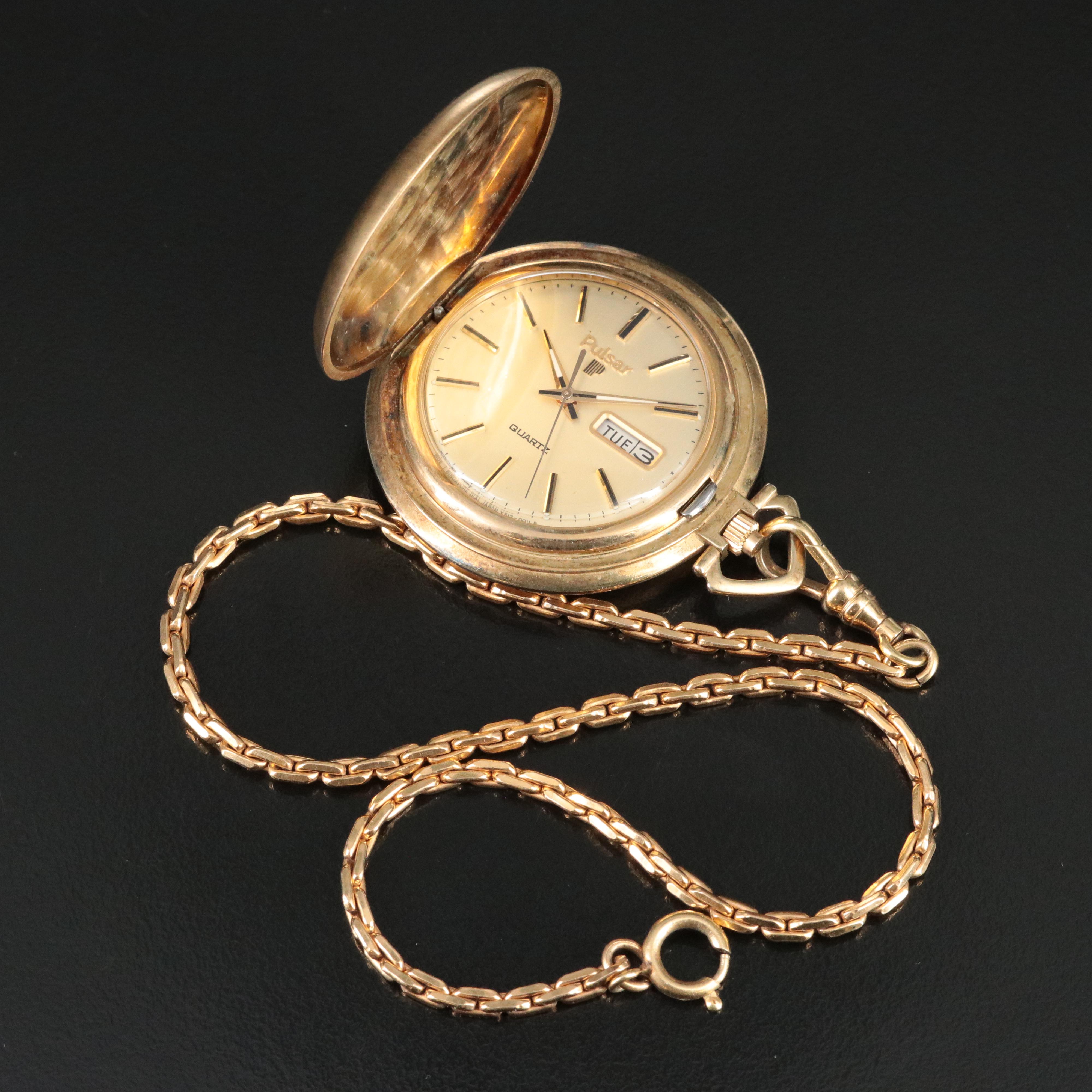 Pulsar Day-Date Quartz Pocket Watch