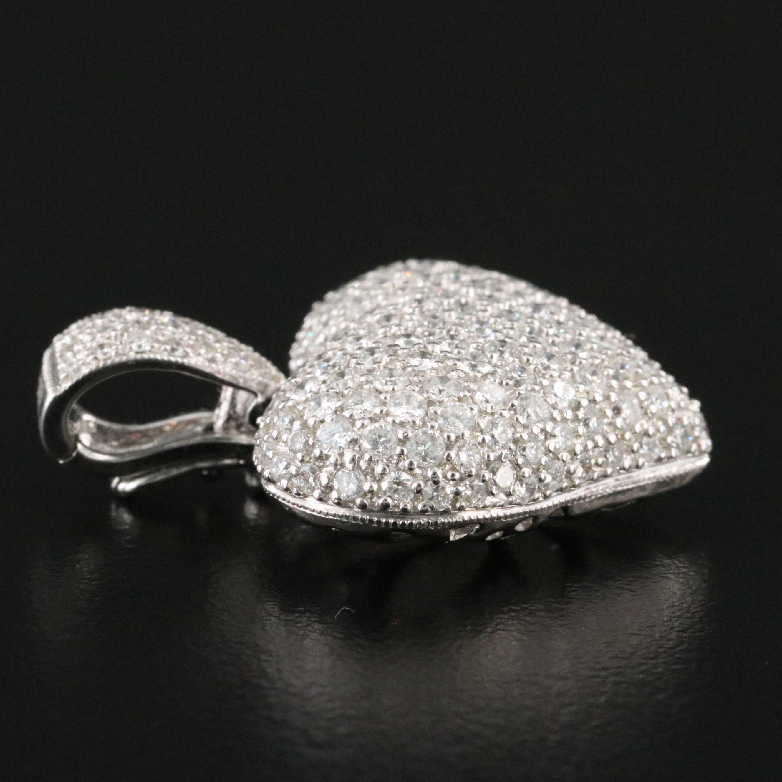 18K 2.48 CTW Pavé Diamond Enhancer Heart Pendant