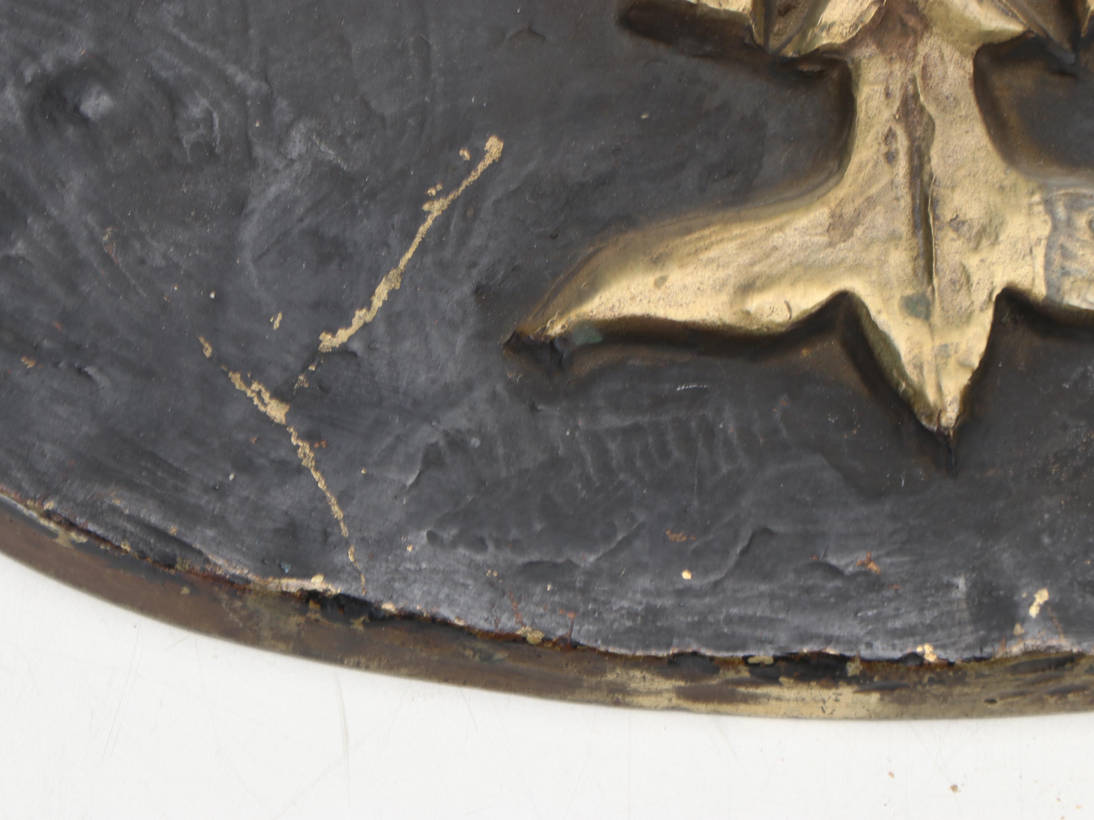 Erik Comt Cast Brass Coat of Arms Double Headed Eagle Plaque, 1925