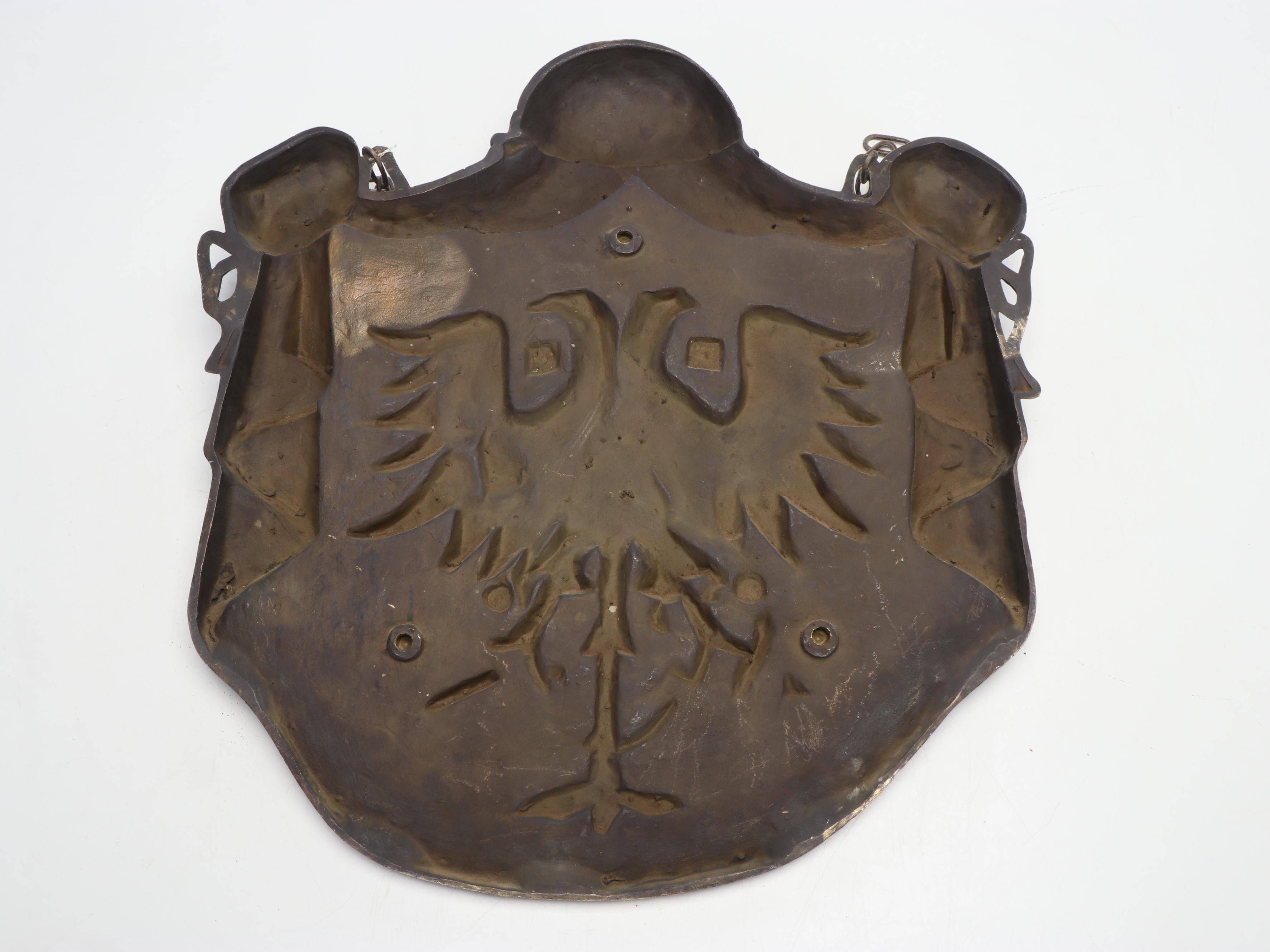 Erik Comt Cast Brass Coat of Arms Double Headed Eagle Plaque, 1925