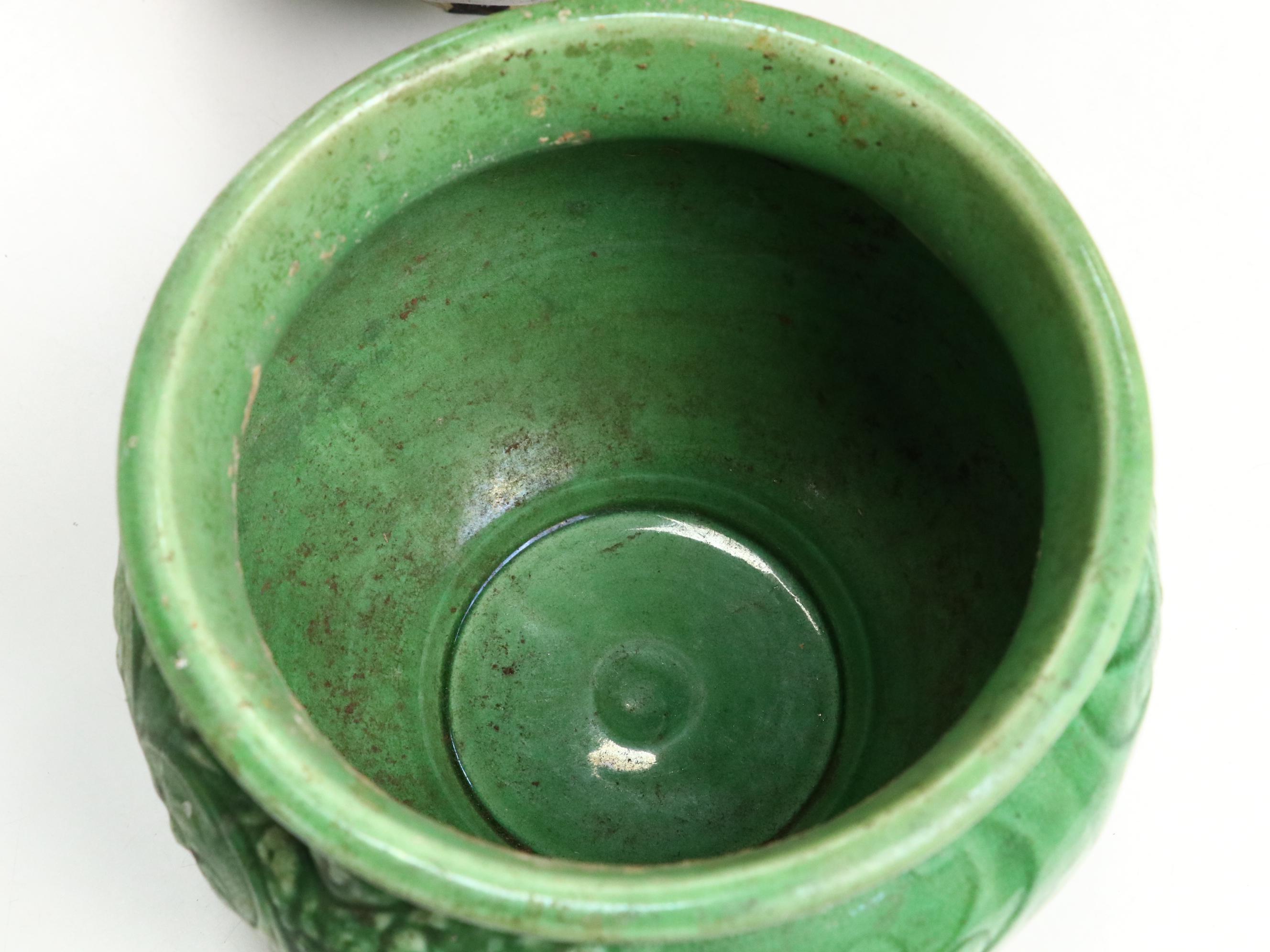 American Art Pottery Brown and Green Majolica Planters, Early to Mid-20th C.