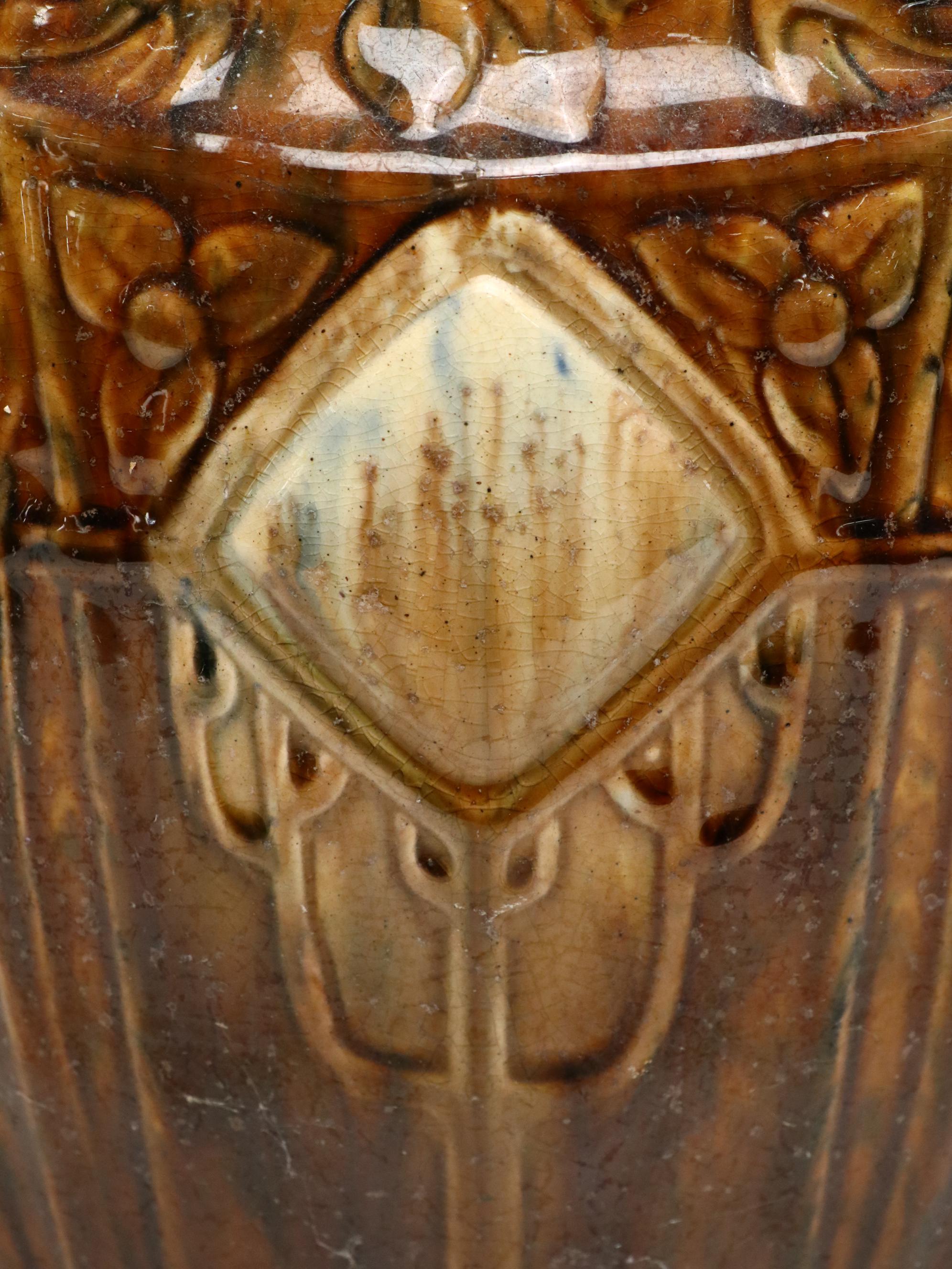 American Art Pottery Brown and Green Majolica Planters, Early to Mid-20th C.