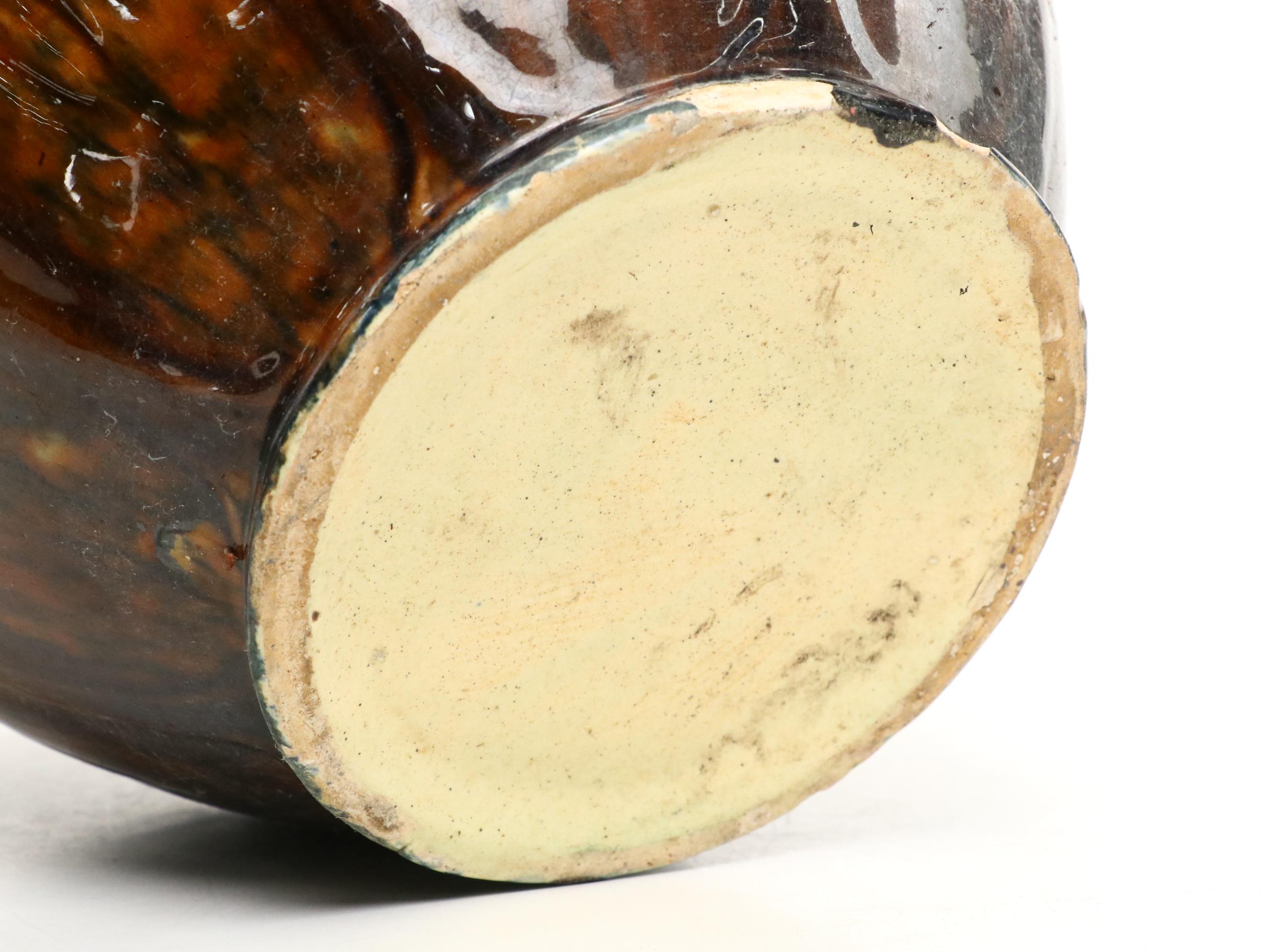 American Art Pottery Brown and Green Majolica Planters, Early to Mid-20th C.